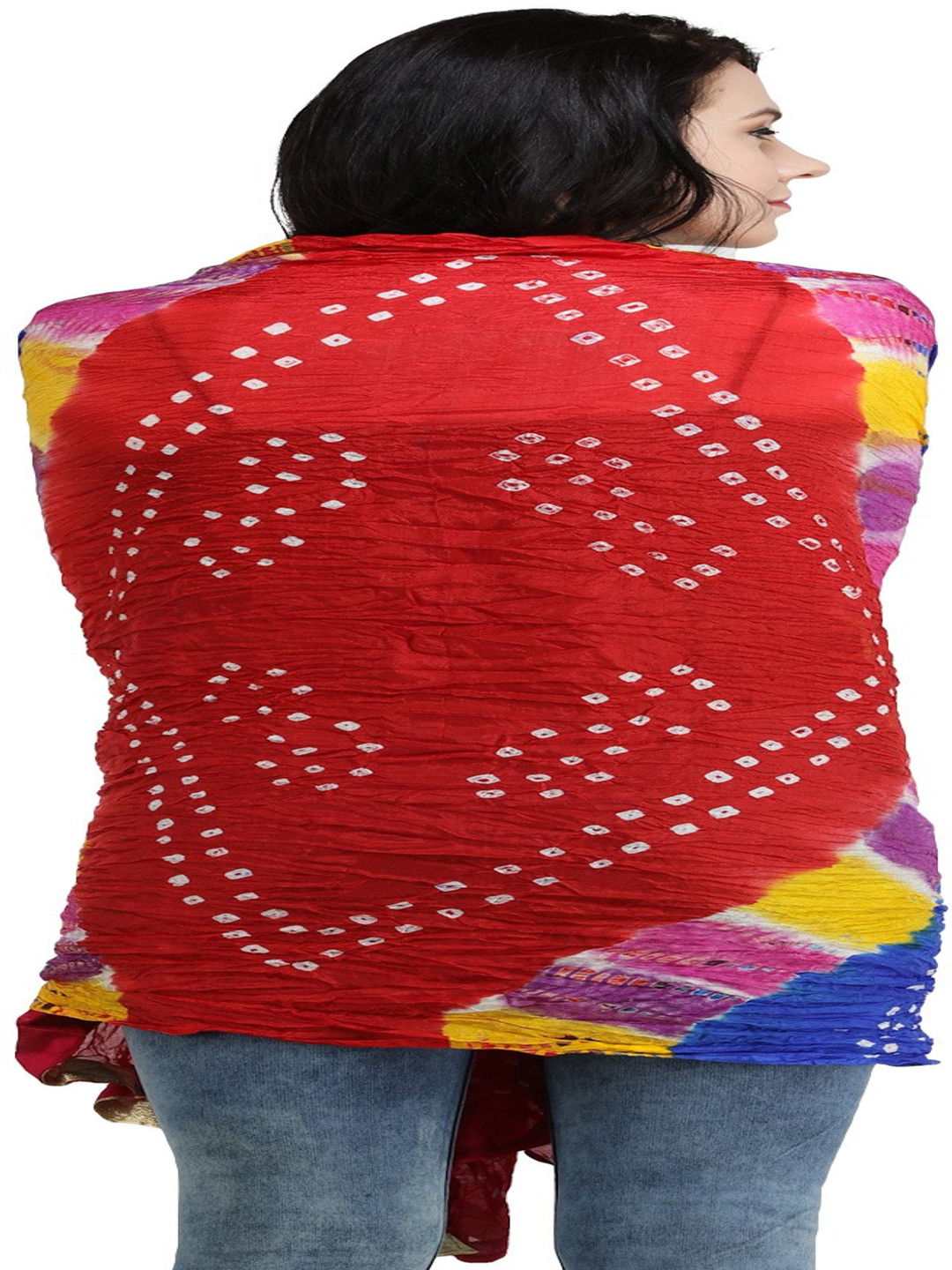 Exotic India Bandhani Multicolored Tie-Dye Crinkled Silk Dupatta with Gota Border, Red
Exotic India Bandhani Multicolored Tie-Dye Crinkled Silk Dupatta with Gota Border, Red