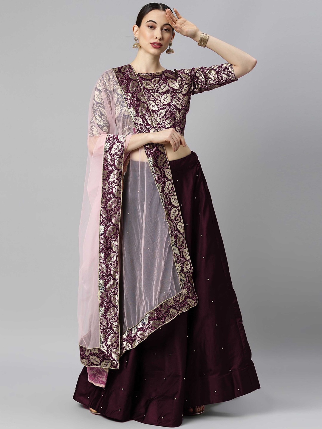 MAGMINA Woven Design Beads & Stones Semi-Stitched Lehenga & Unstitched Blouse With Dupatta, Purple
MAGMINA Woven Design Beads & Stones Semi-Stitched Lehenga & Unstitched Blouse With Dupatta, Purple