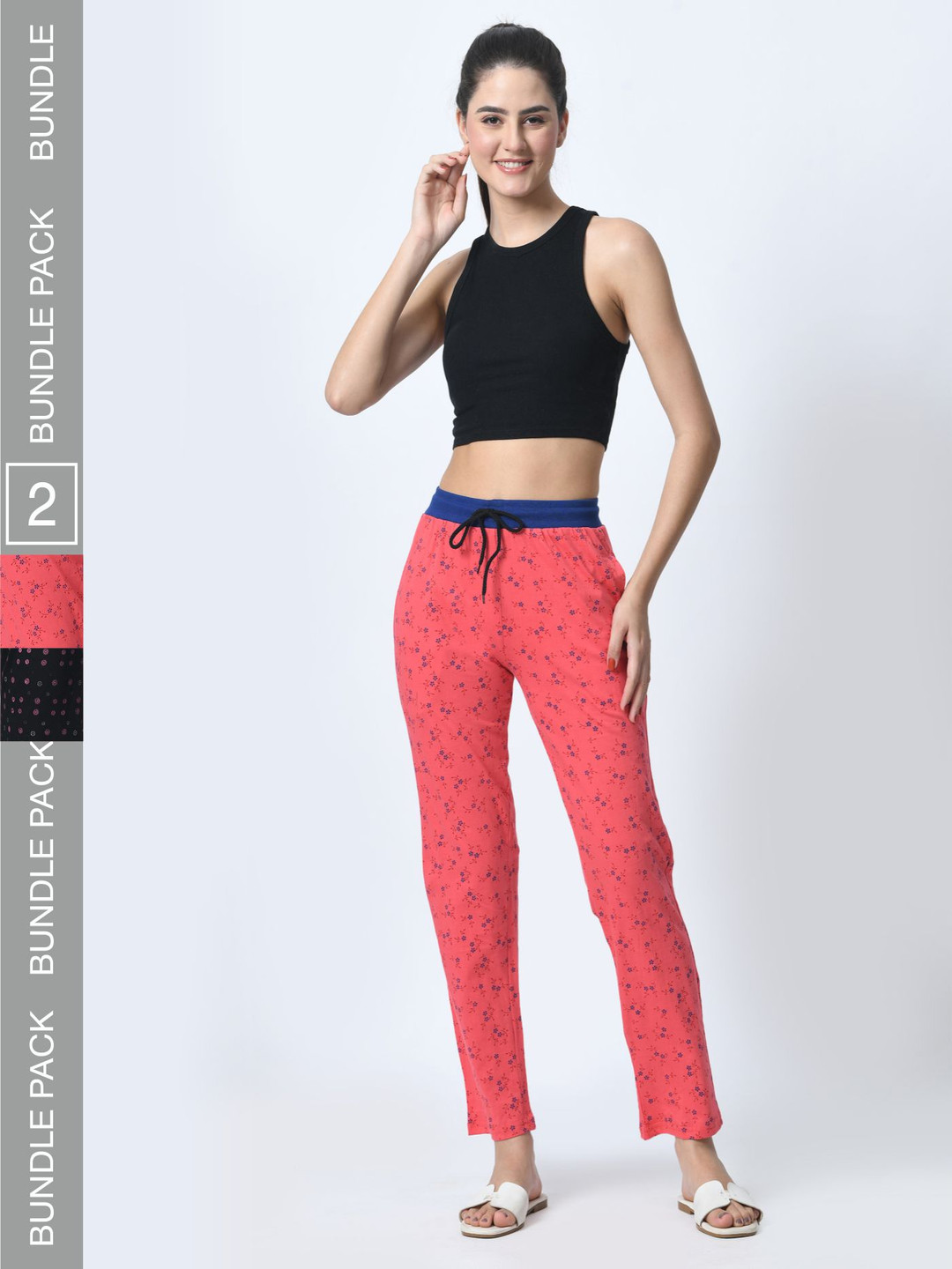 BAESD Pack Of 2 Printed Cotton Regular Trousers, Pink 
BAESD Pack Of 2 Printed Cotton Regular Trousers, Pink