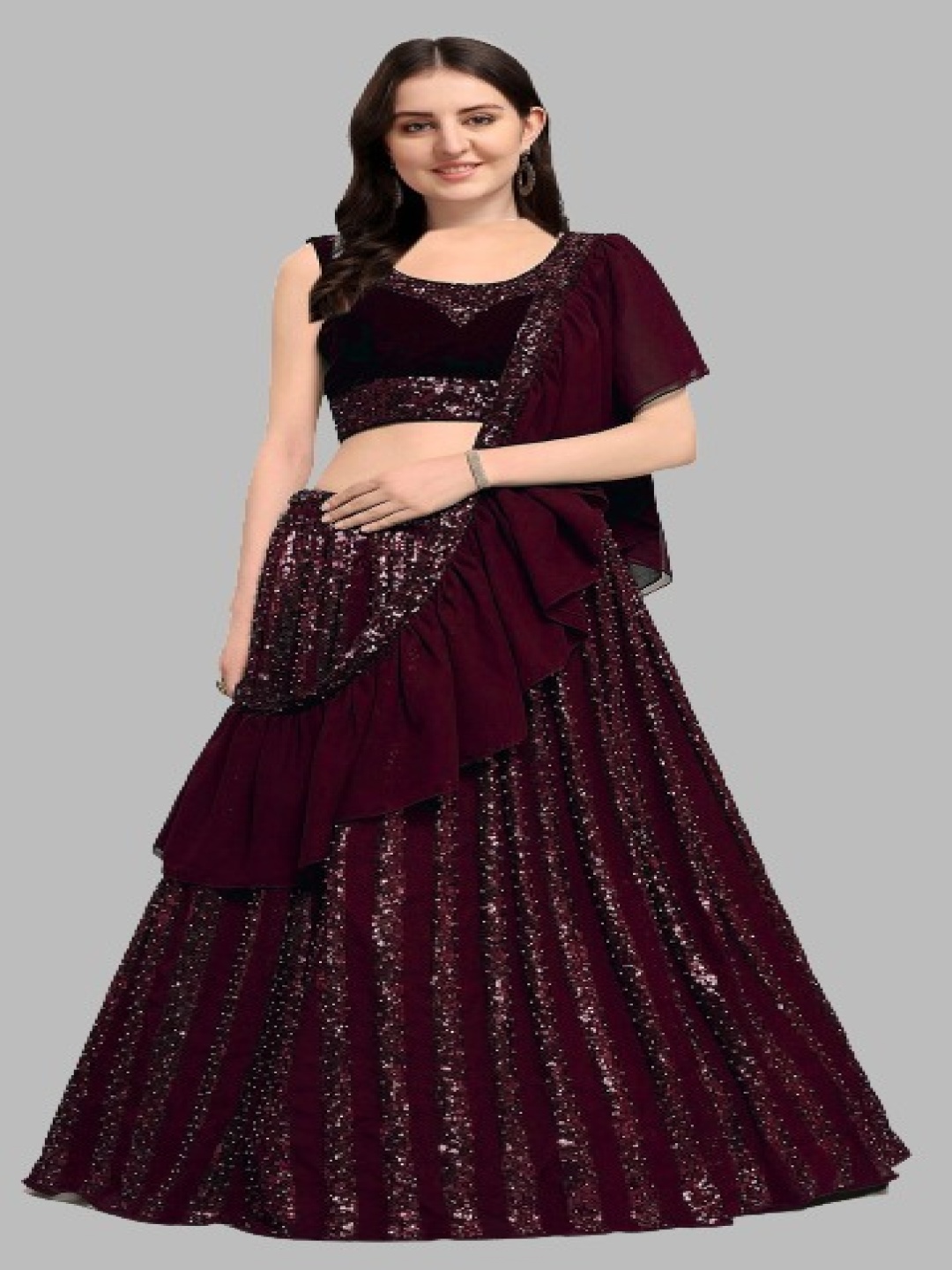 Fashionuma Embroidered Sequinned Semi-Stitched Lehenga & Unstitched Blouse With Dupatta, Maroon
Fashionuma Embroidered Sequinned Semi-Stitched Lehenga & Unstitched Blouse With Dupatta, Maroon