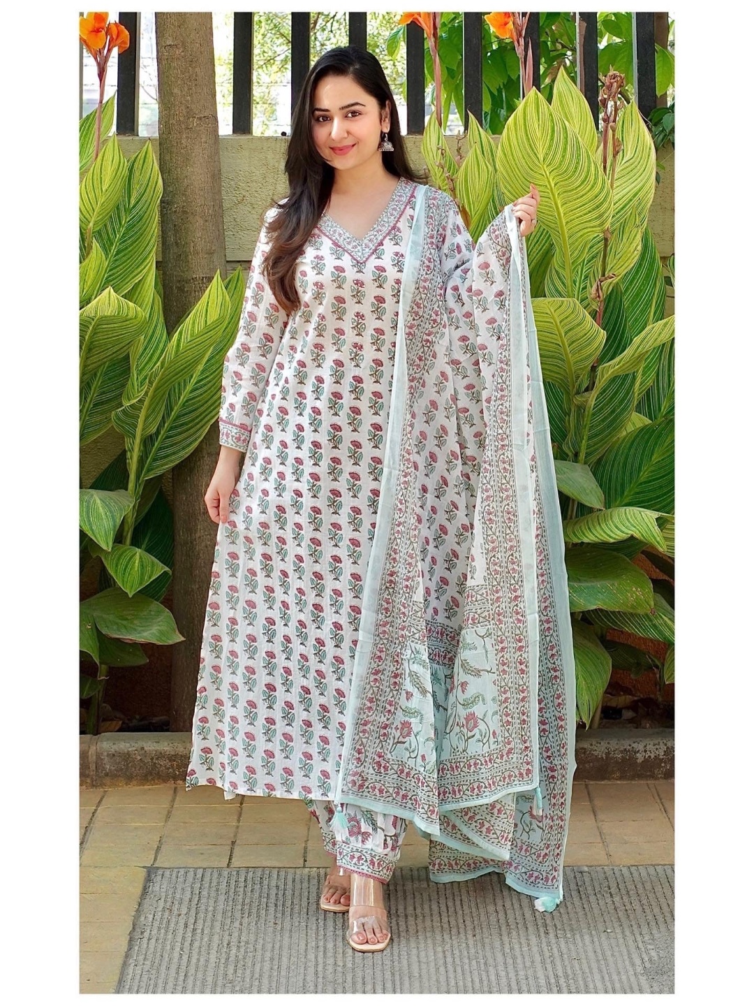 KALINI Ethnic Motifs Printed Regular Sequinned Kurta With Dhoti Pant & Dupatta, White
KALINI Ethnic Motifs Printed Regular Sequinned Kurta With Dhoti Pant & Dupatta, White