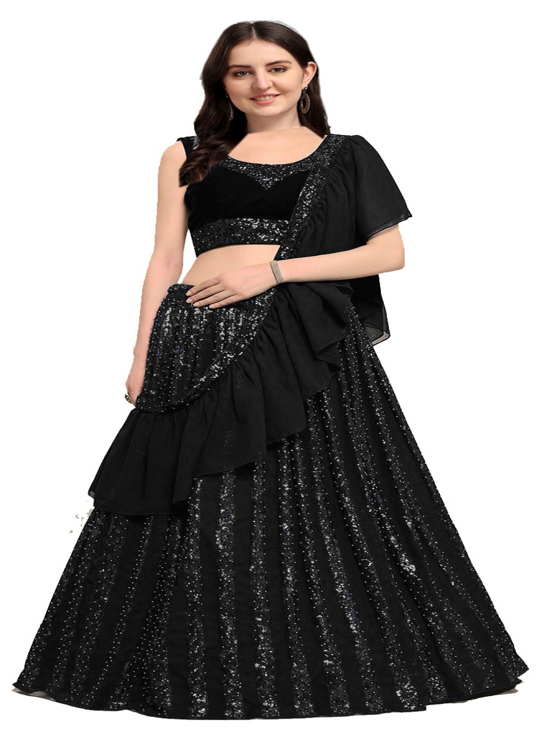 KALINI Embellished Sequinned Semi-Stitched Lehenga & Unstitched Blouse With Dupatta, Black
KALINI Embellished Sequinned Semi-Stitched Lehenga & Unstitched Blouse With Dupatta, Black