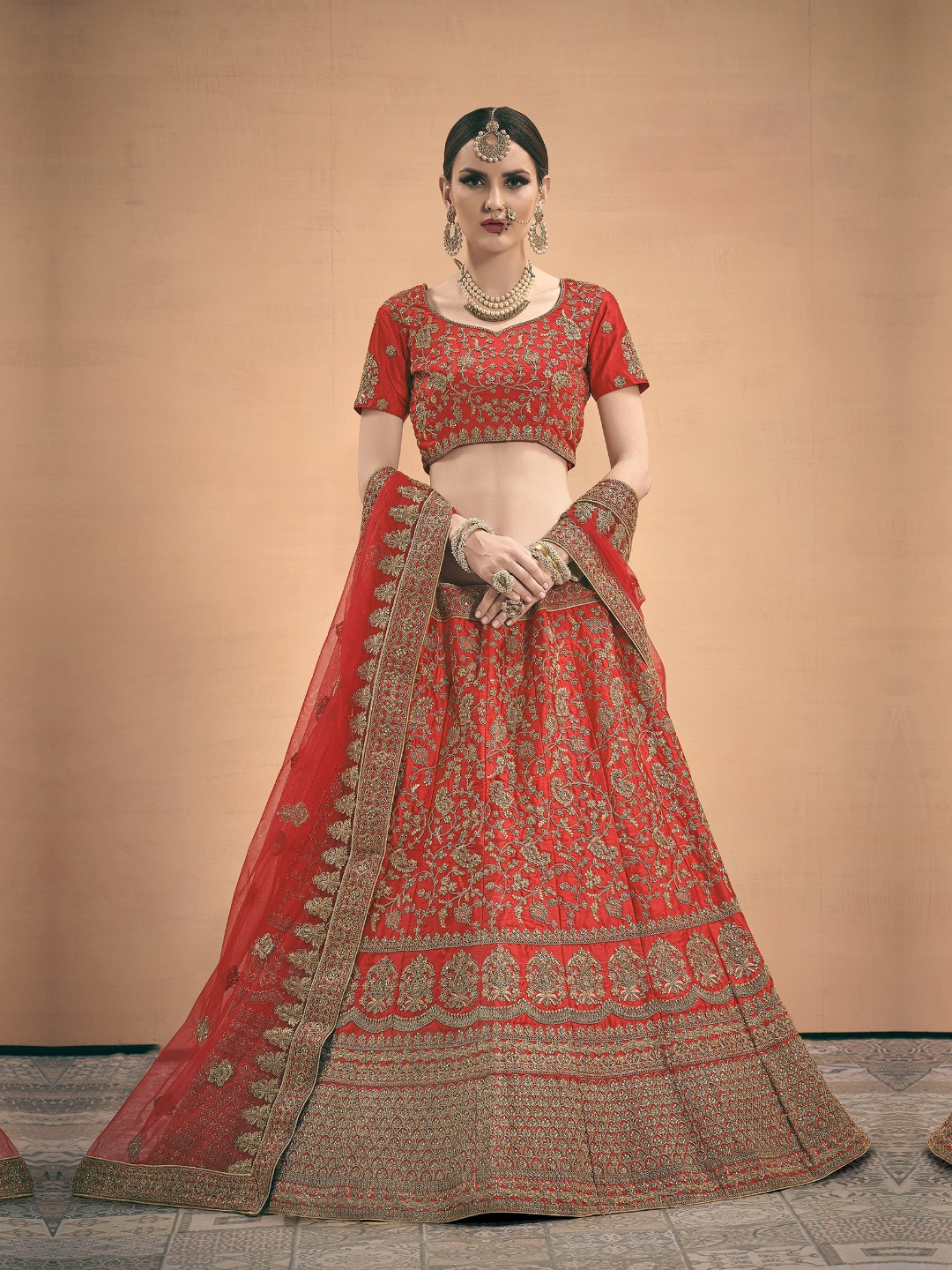 Fusionic Embroidered Satin Semi-Stitched Lehenga & Unstitched Blouse With Dupatta, Red
Fusionic Embroidered Satin Semi-Stitched Lehenga & Unstitched Blouse With Dupatta, Red