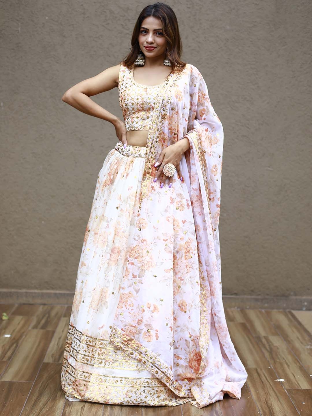 FABPIXEL Embroidered Sequinned Shibori Semi-Stitched Lehenga & Unstitched Blouse & Dupatta, White
FABPIXEL Embroidered Sequinned Shibori Semi-Stitched Lehenga & Unstitched Blouse & Dupatta, White