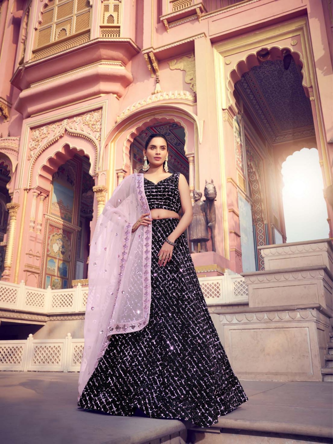 Fusionic Embroidered Sequinned Semi-Stitched Lehenga & Unstitched Blouse With Dupatta, Black
Fusionic Embroidered Sequinned Semi-Stitched Lehenga & Unstitched Blouse With Dupatta, Black
