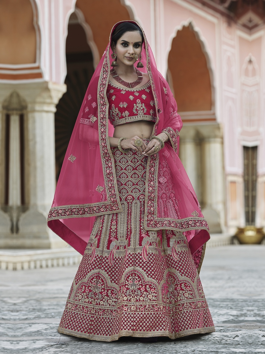 Fusionic Embroidered Velvet Semi-Stitched Lehenga & Unstitched Blouse With Dupatta, Pink
Fusionic Embroidered Velvet Semi-Stitched Lehenga & Unstitched Blouse With Dupatta, Pink