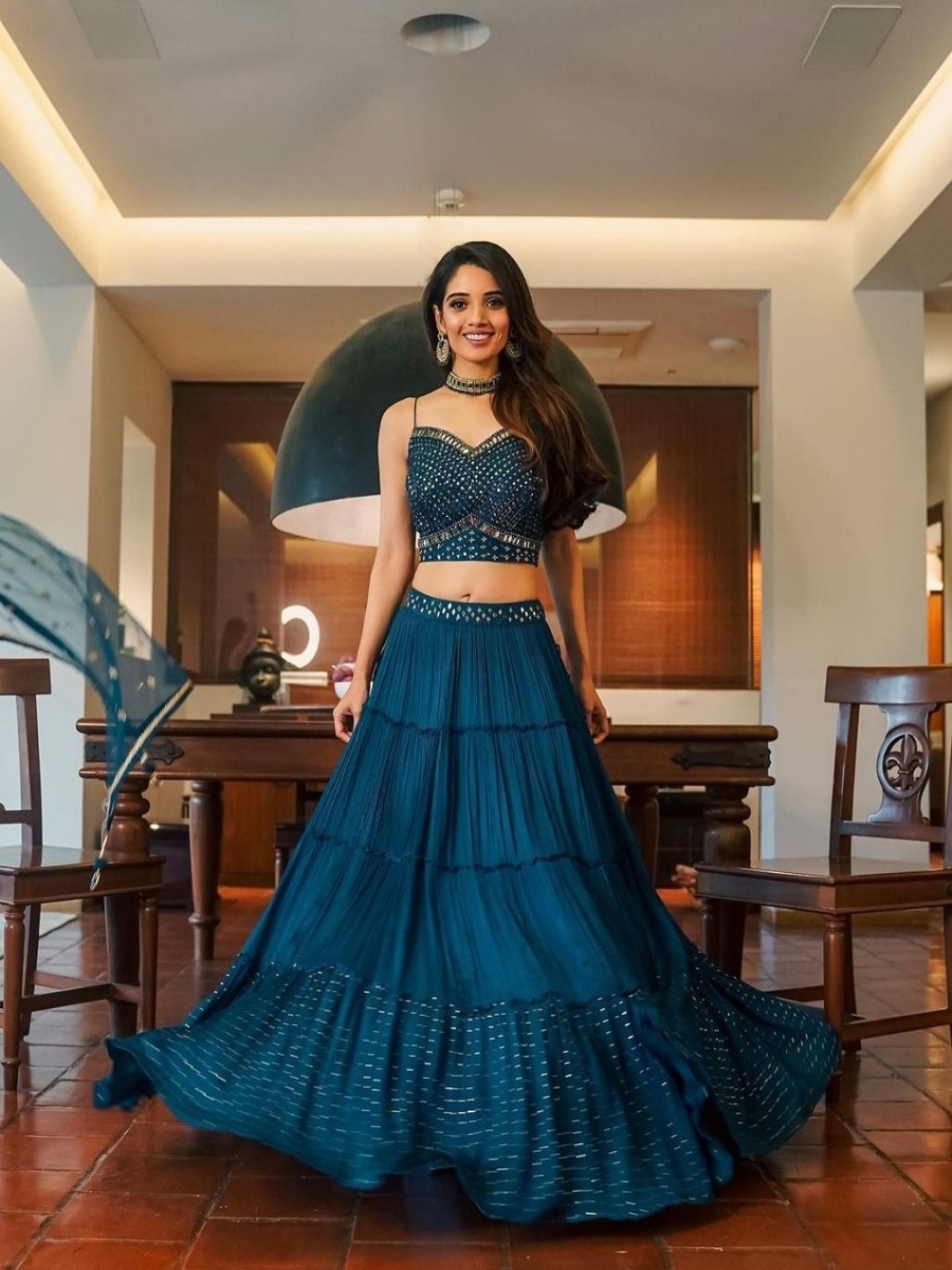 Rujave Embellished Thread Work Semi-Stitched Lehenga & Unstitched Blouse With Dupatta, Teal
Rujave Embellished Thread Work Semi-Stitched Lehenga & Unstitched Blouse With Dupatta, Teal