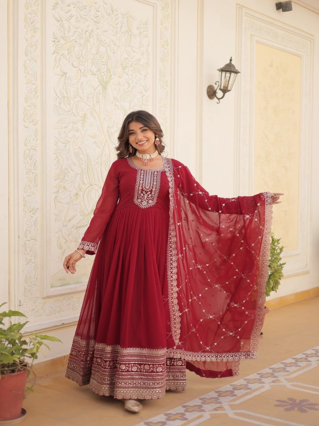 JATRIQQ Embroidered Sequins Faux Blooming Gown with Dupatta Ethnic Dresses, Maroon
JATRIQQ Embroidered Sequins Faux Blooming Gown with Dupatta Ethnic Dresses, Maroon