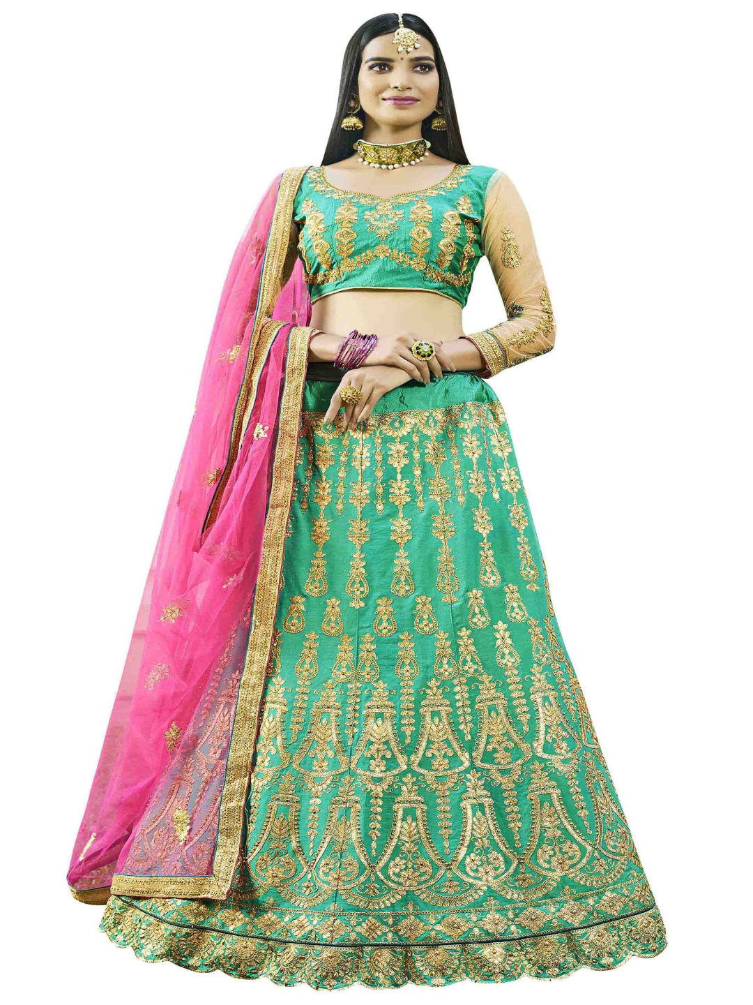 Maroosh Embroidered Thread Work Unstitched Lehenga & Blouse With Dupatta, Lime green
Maroosh Embroidered Thread Work Unstitched Lehenga & Blouse With Dupatta, Lime green