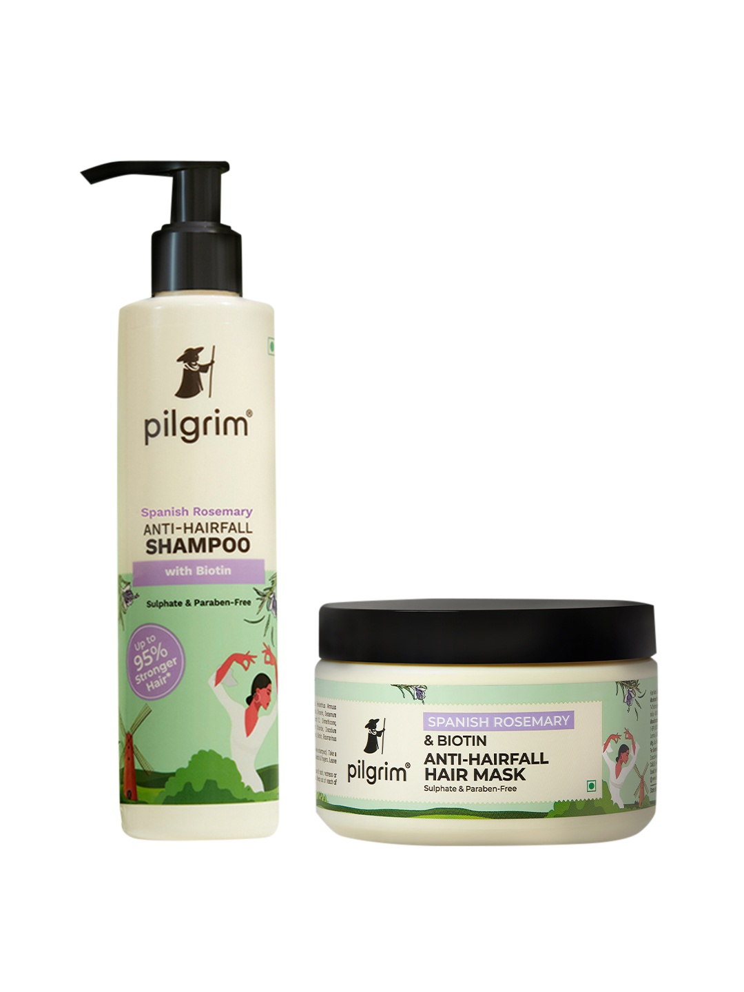 Pilgrim Set of Spanish Rosemary Anti-Hairfall Shampoo & Hair Mask with Biotin - 200g Each, White
Pilgrim Set of Spanish Rosemary Anti-Hairfall Shampoo & Hair Mask with Biotin - 200g Each, White