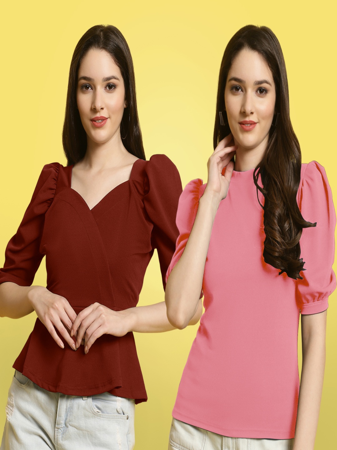 Metronaut Women Pack Of 2 Solid Sweetheart Neck Short Sleeves Puff Sleeves Crop Tops, Red
Metronaut Women Pack Of 2 Solid Sweetheart Neck Short Sleeves Puff Sleeves Crop Tops, Red
