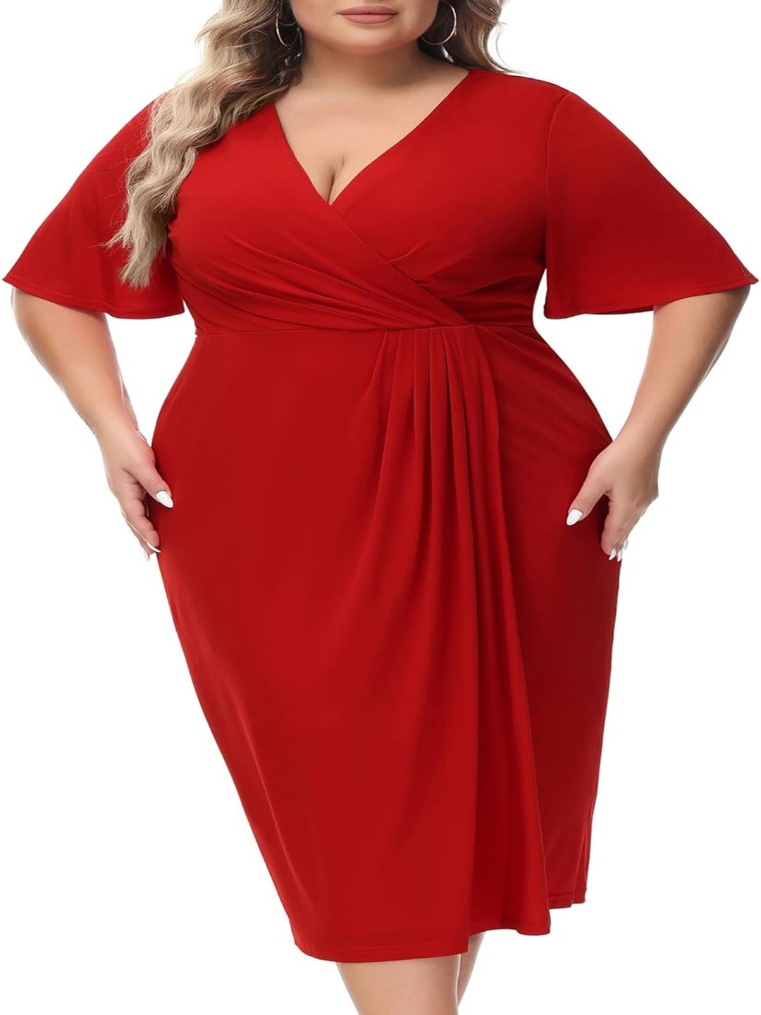 Samsara Couture Plus Size Wrap Midi Dress, Red
Samsara Couture Plus Size Wrap Midi Dress, Red