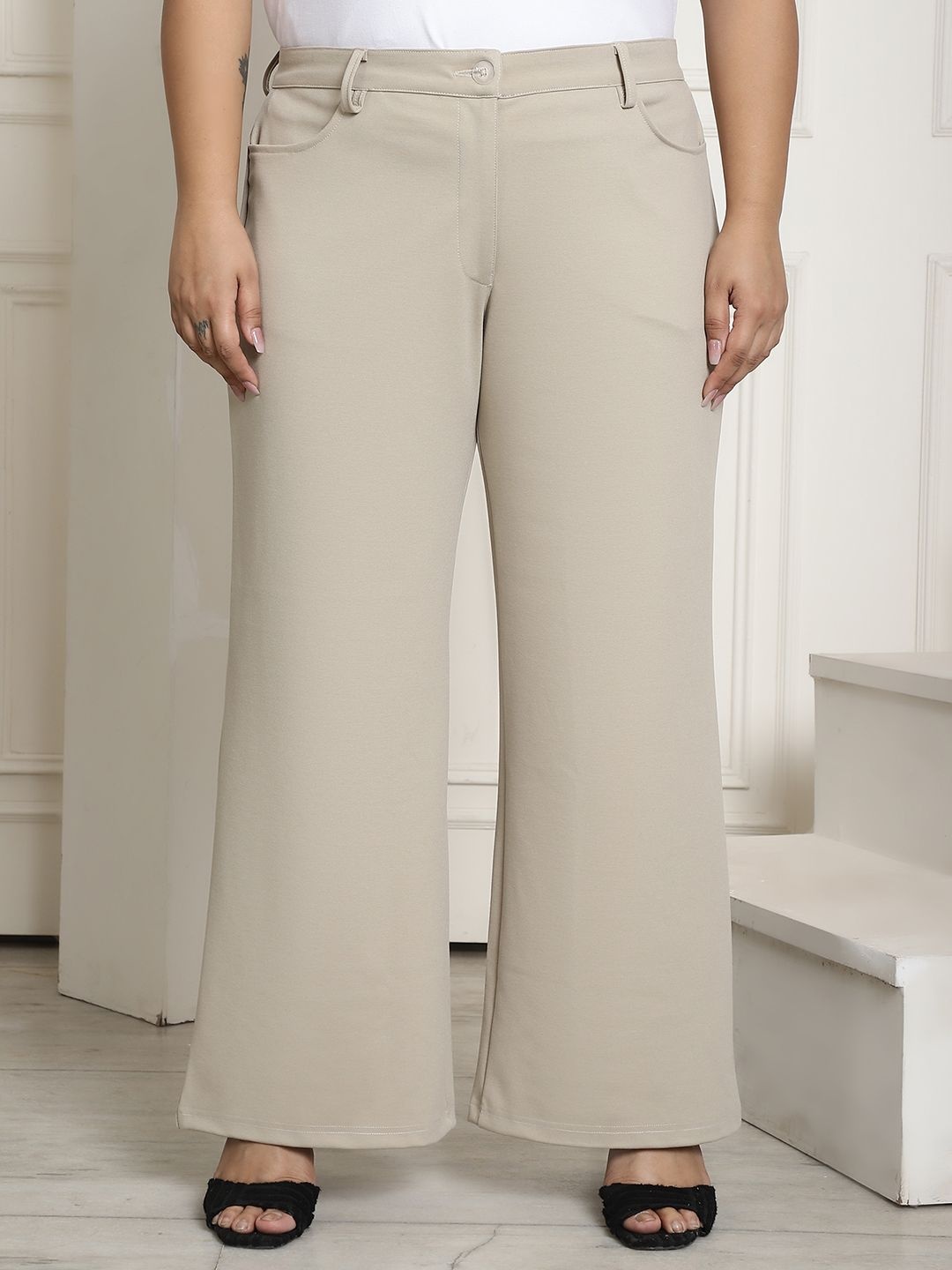 theRebelinme Plus Size Women Relaxed Straight Fit High-Rise Easy Wash Trousers, Beige
theRebelinme Plus Size Women Relaxed Straight Fit High-Rise Easy Wash Trousers, Beige