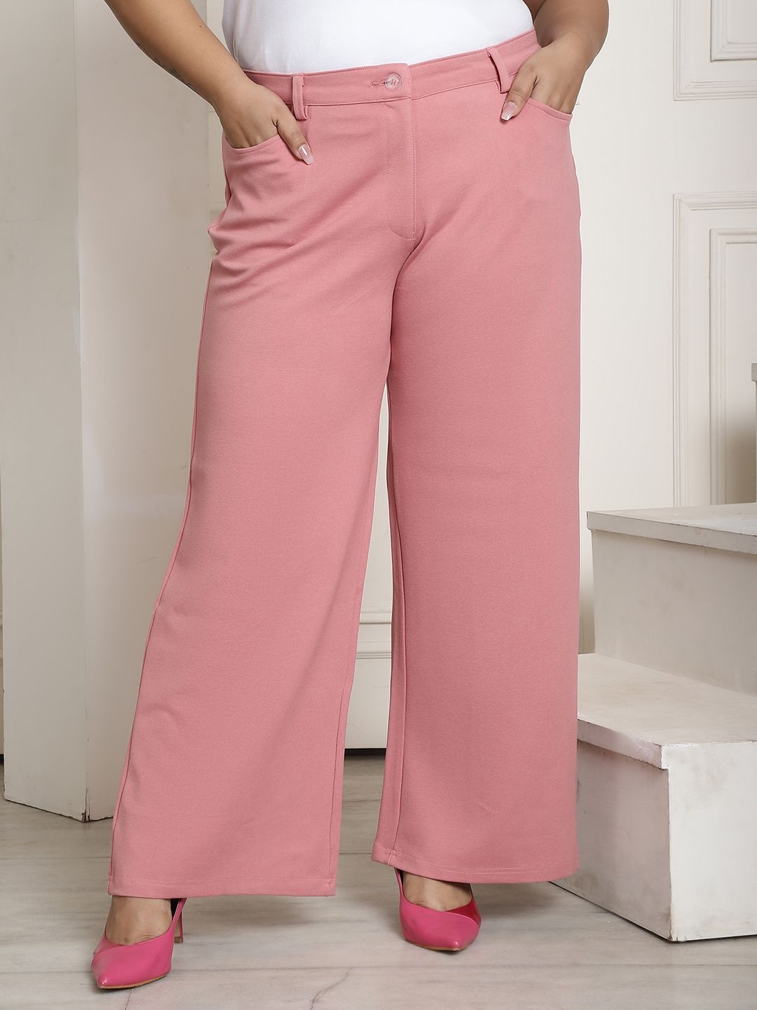 theRebelinme Women Plus Size Relaxed Straight Fit Easy Wash Cotton Regular Trousers, Pink
theRebelinme Women Plus Size Relaxed Straight Fit Easy Wash Cotton Regular Trousers, Pink