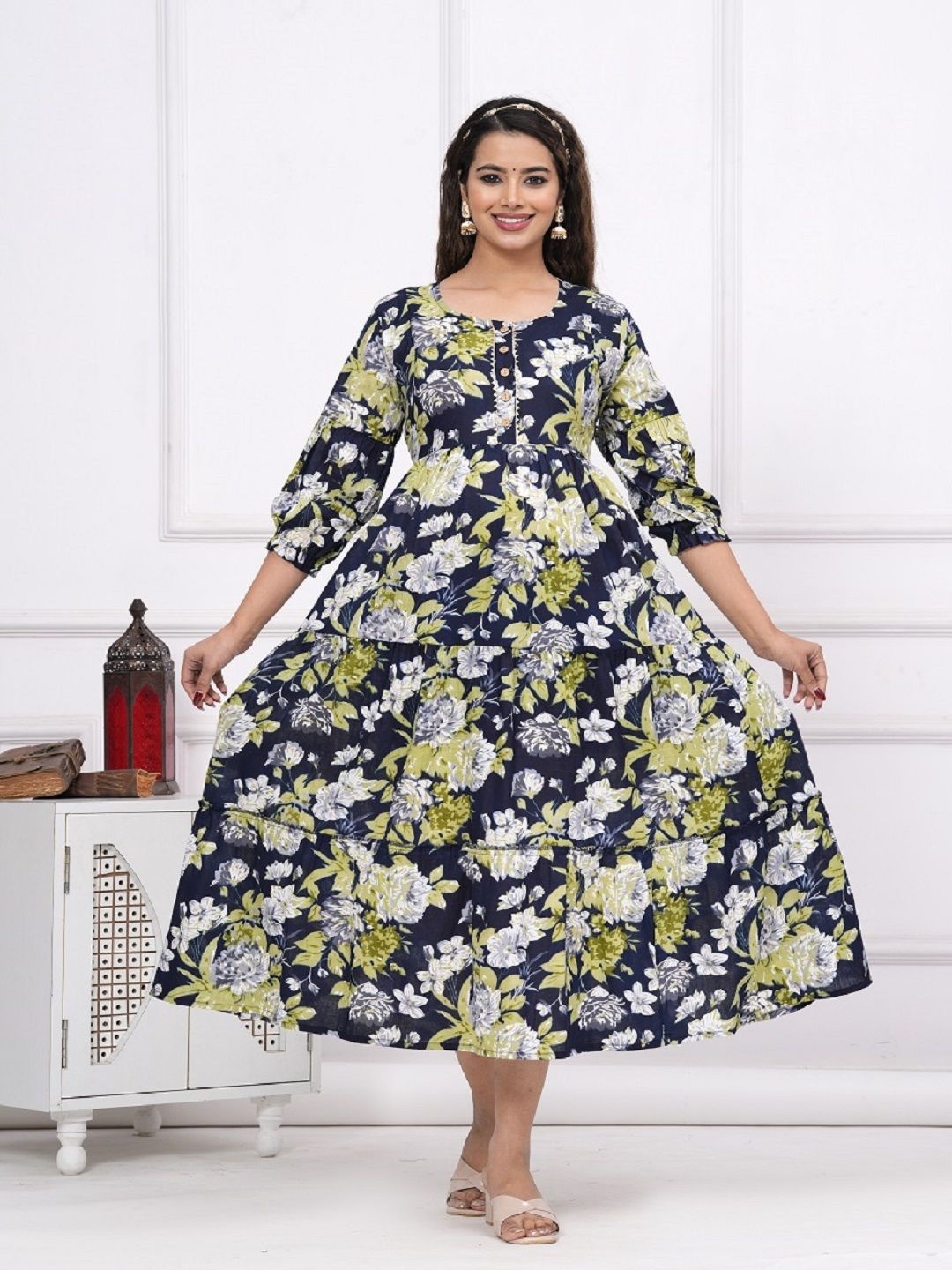 Nevisha Style Floral Printed Tiered Gotta Patti Maternity Pure Cotton Anarkali Kurtas, Blue
Nevisha Style Floral Printed Tiered Gotta Patti Maternity Pure Cotton Anarkali Kurtas, Blue