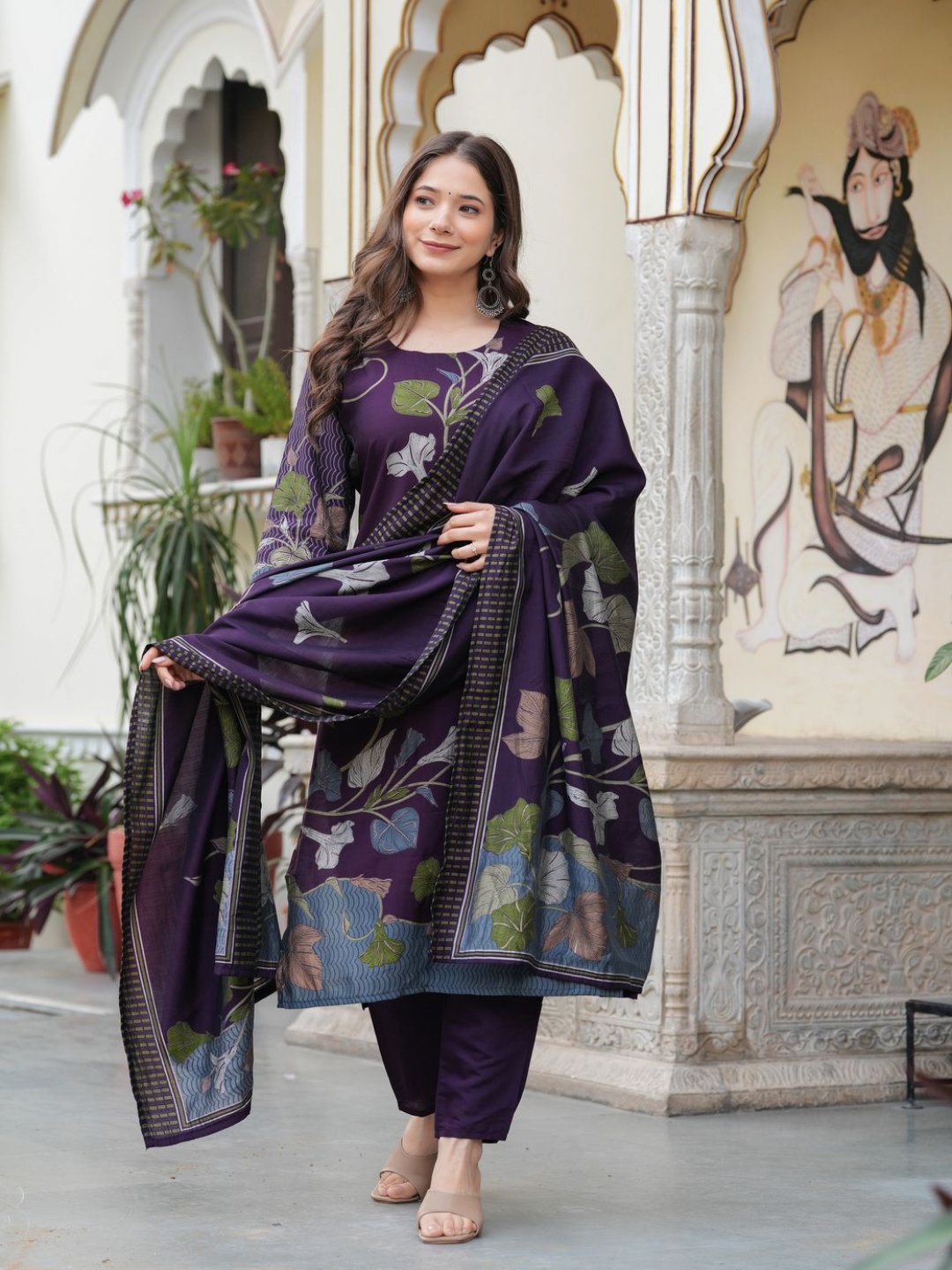 Sitaram Designer Floral Printed Chanderi Silk Straight Kurta with Trousers & Dupatta, Purple
Sitaram Designer Floral Printed Chanderi Silk Straight Kurta with Trousers & Dupatta, Purple
