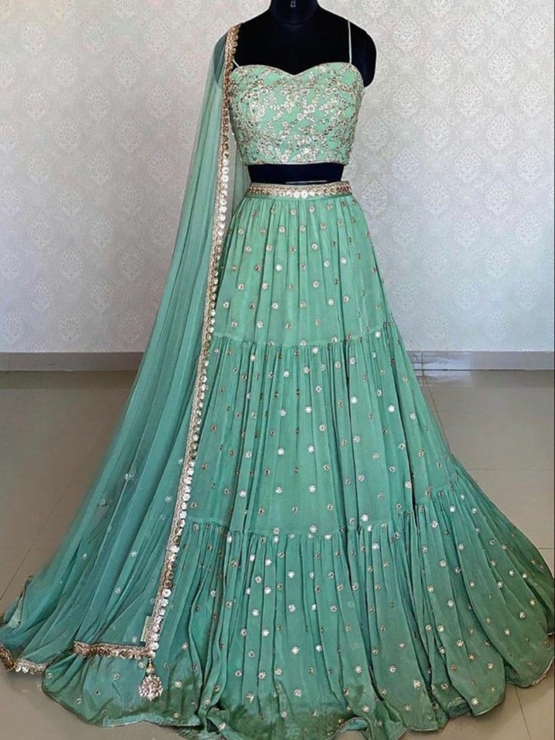 Rujave Embroidered Thread Work Semi-Stitched Lehenga & Unstitched Blouse With Dupatta, Green
Rujave Embroidered Thread Work Semi-Stitched Lehenga & Unstitched Blouse With Dupatta, Green