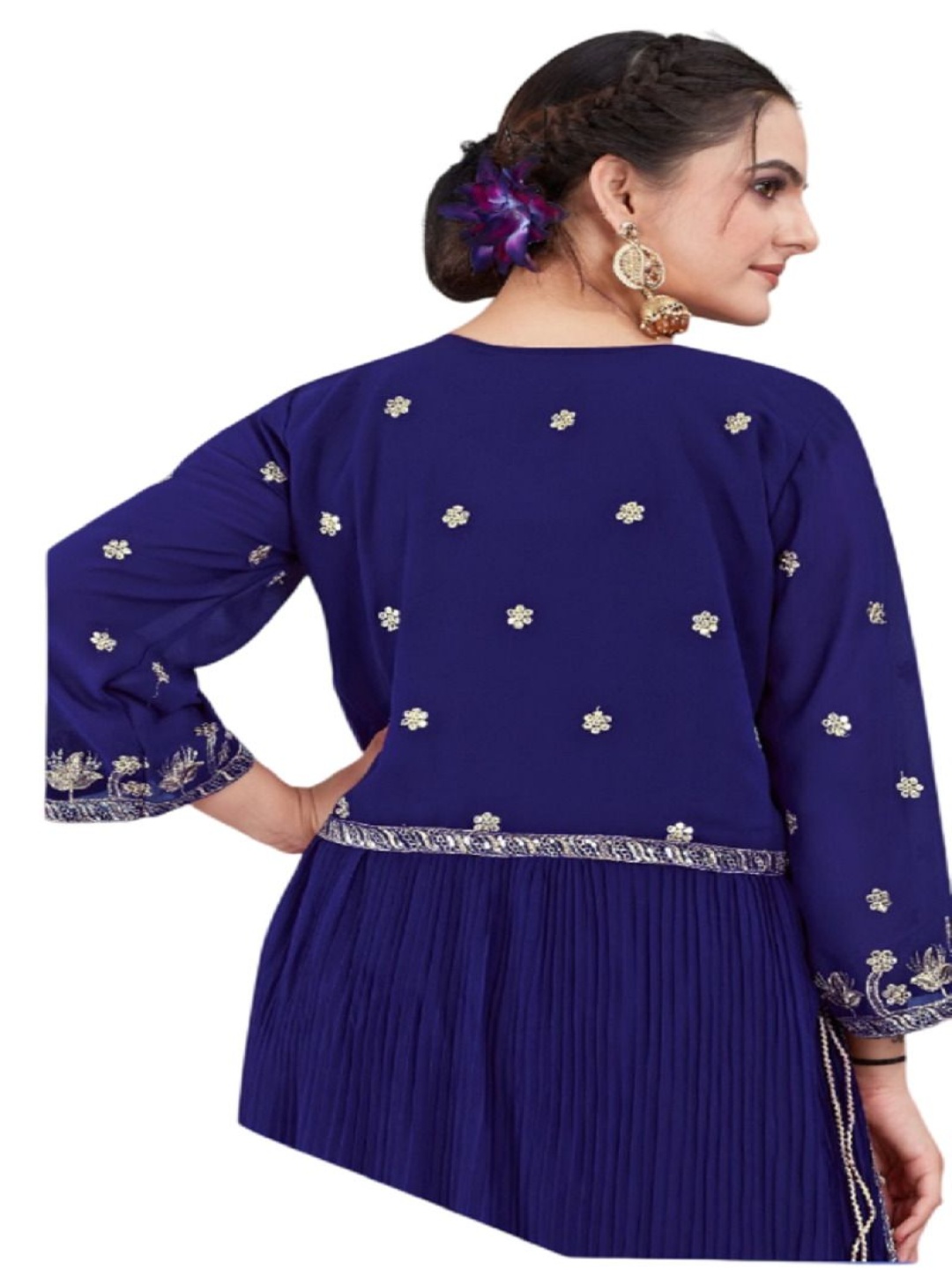 RUDRAA FAB Ethnic Motifs Embroidered Georgette Straight Kurta with Palazzos & Dupatta, Blue
RUDRAA FAB Ethnic Motifs Embroidered Georgette Straight Kurta with Palazzos & Dupatta, Blue