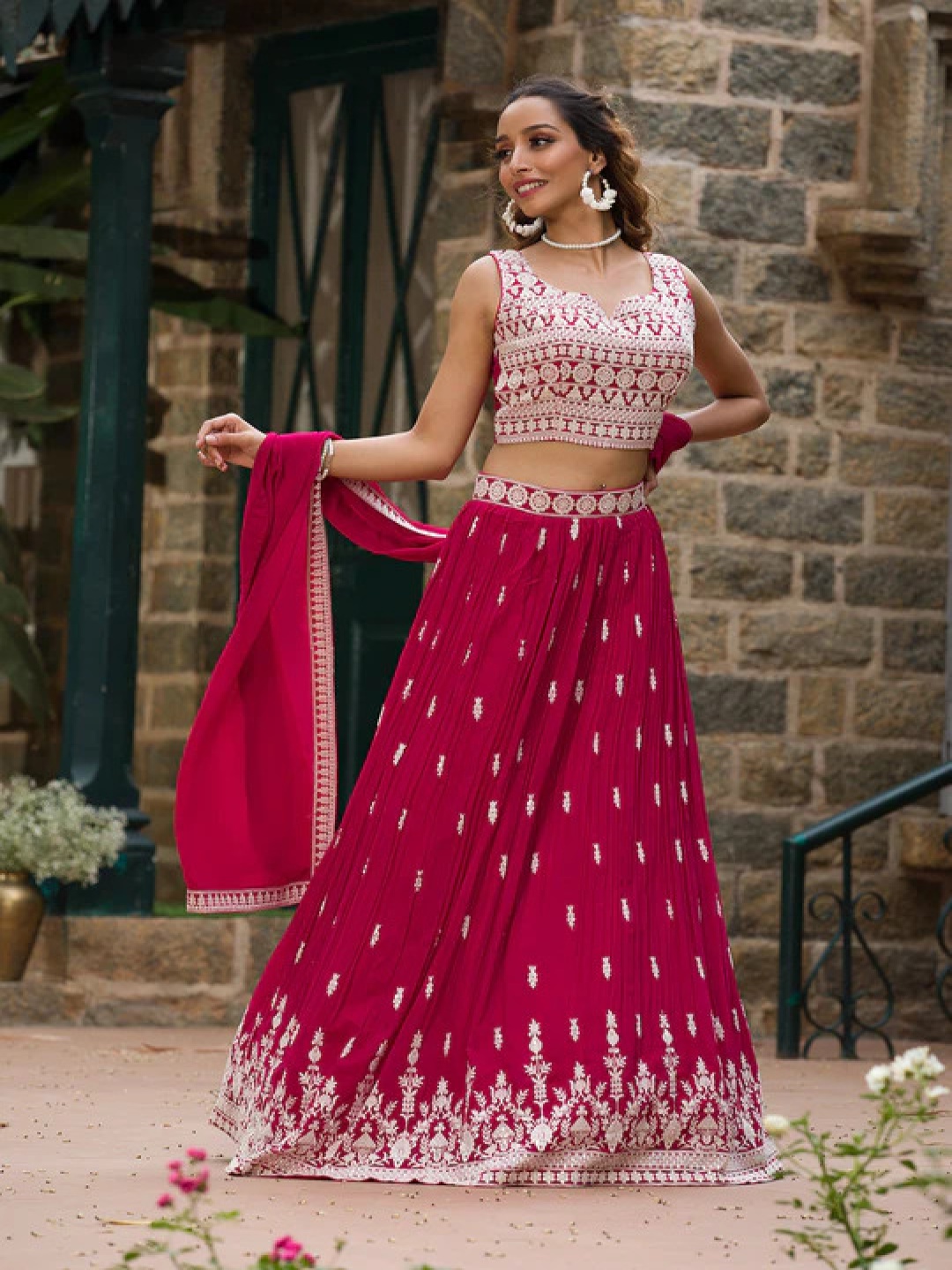 Kedar Fab Embroidered Semi Stitched Lehenga & Unstitched Blouse With Dupatta, Pink
Kedar Fab Embroidered Semi Stitched Lehenga & Unstitched Blouse With Dupatta, Pink
