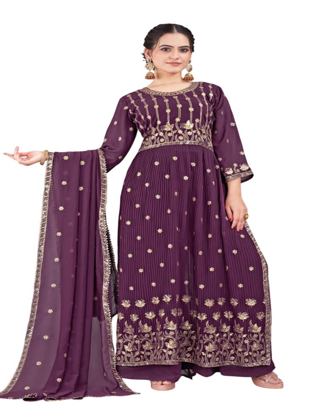 RUDRAA FAB Ethnic Motifs Embroidered Straight Kurta with Palazzos & Dupatta, Purple
RUDRAA FAB Ethnic Motifs Embroidered Straight Kurta with Palazzos & Dupatta, Purple