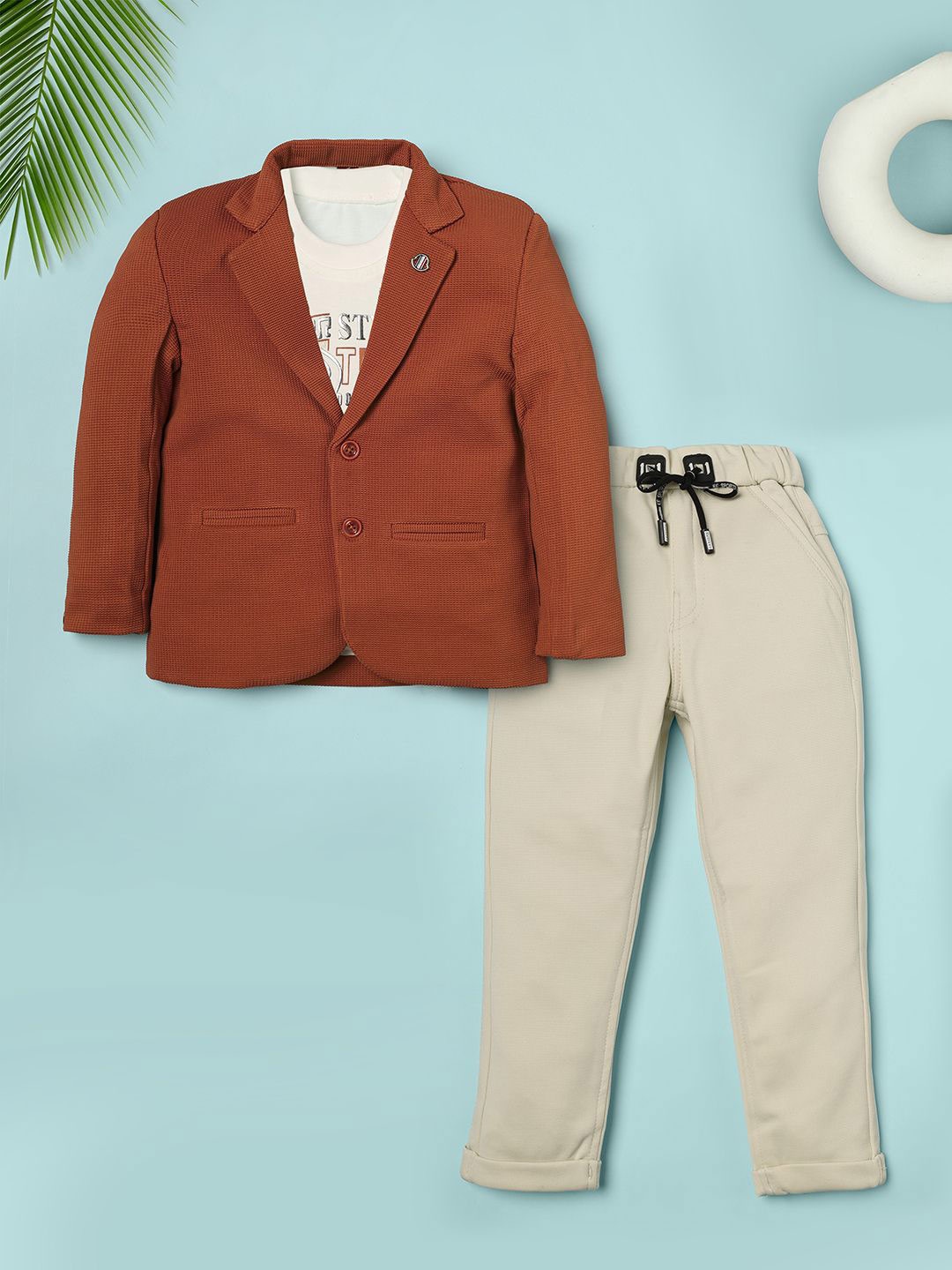 Ridokidz Boys Single-Breasted Notched Lapel Blazers With Printed T-Shirt, Rust
Ridokidz Boys Single-Breasted Notched Lapel Blazers With Printed T-Shirt, Rust