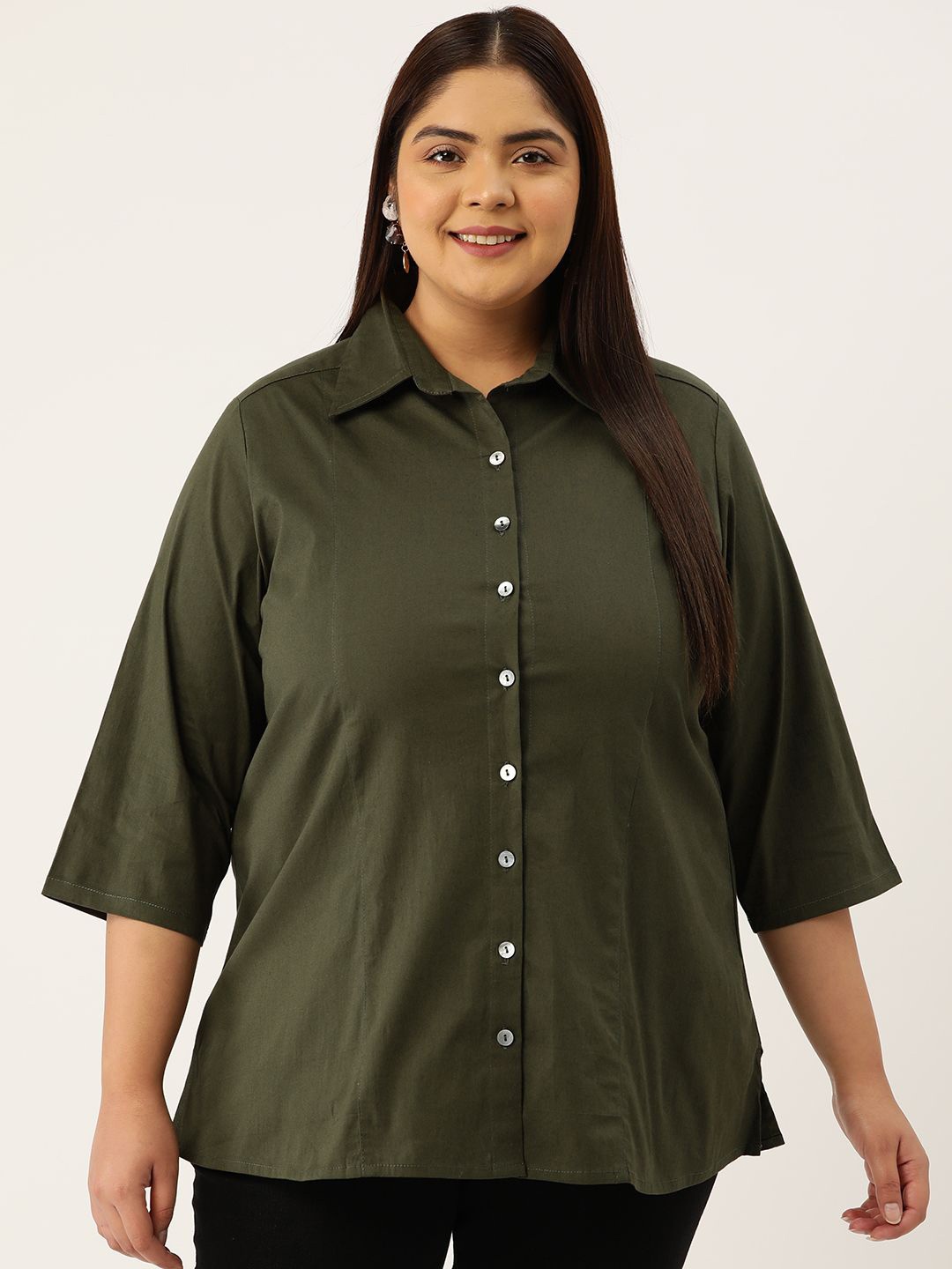 theRebelinme Women Plus Size Oversized Fit Spread Collar Solid Cotton Casual Shirt, Olive
theRebelinme Women Plus Size Oversized Fit Spread Collar Solid Cotton Casual Shirt, Olive