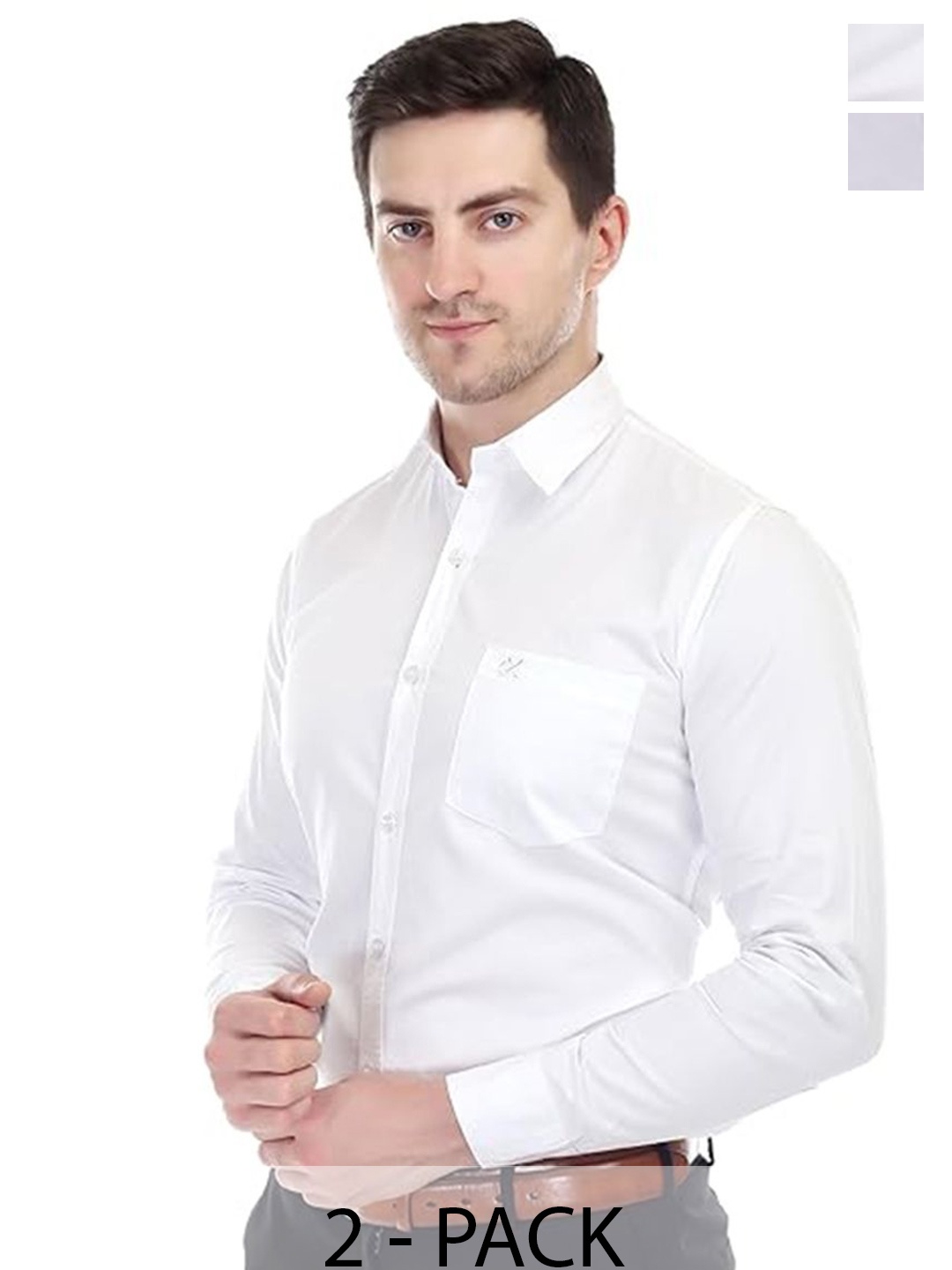 Xjarvis Men Pack Of 2 Standard Slim Fit Spread Collar Solid Formal Shirts, White
Xjarvis Men Pack Of 2 Standard Slim Fit Spread Collar Solid Formal Shirts, White