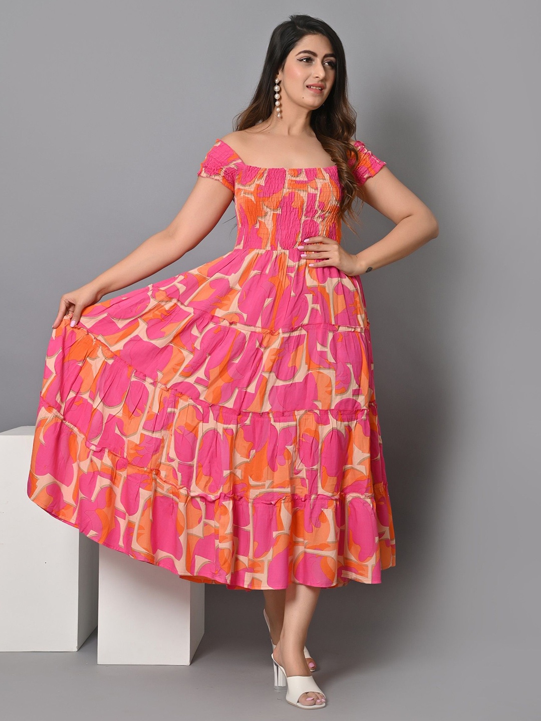 Krunal Raiyani Women Floral Printed Off-Shoulder Applique Crepe Fit & Flare Maxi Dress, Orange
Krunal Raiyani Women Floral Printed Off-Shoulder Applique Crepe Fit & Flare Maxi Dress, Orange