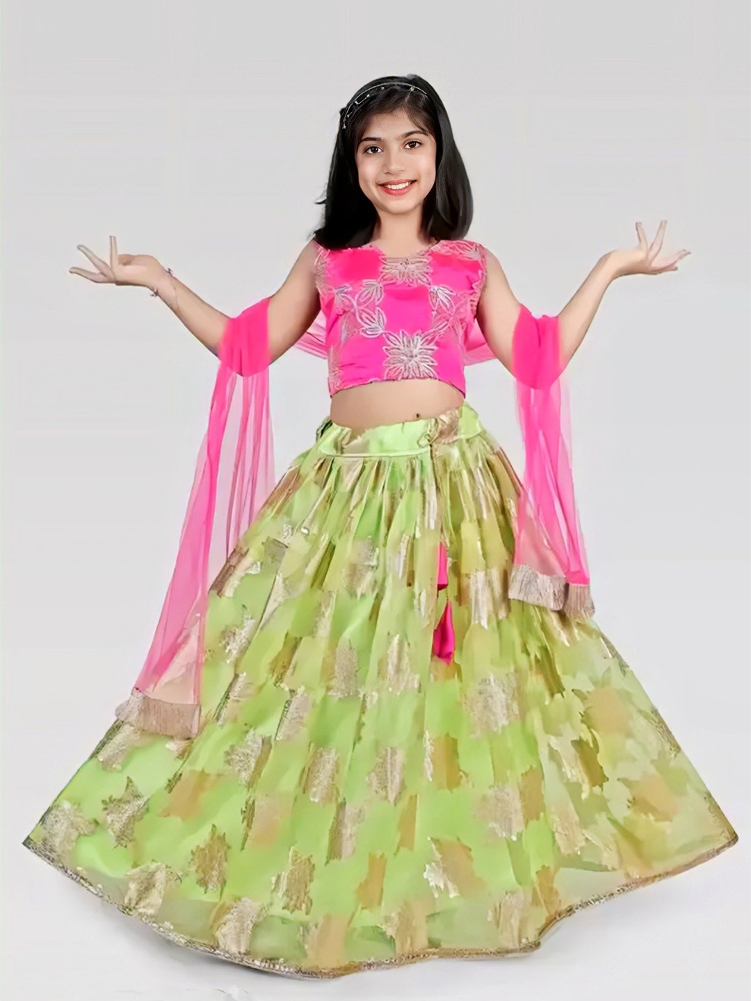 BAESD Girls Embroidered Thread Work Ready to Wear Lehenga & Blouse With Dupatta, Green
BAESD Girls Embroidered Thread Work Ready to Wear Lehenga & Blouse With Dupatta, Green