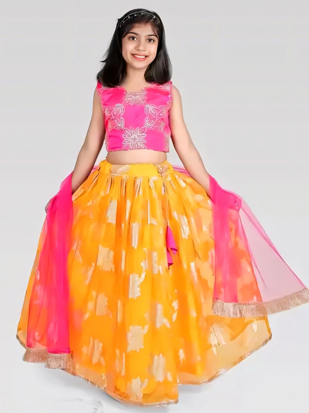 BAESD Girls Embroidered Thread Work Ready to Wear Lehenga & Blouse With Dupatta, Yellow
BAESD Girls Embroidered Thread Work Ready to Wear Lehenga & Blouse With Dupatta, Yellow
