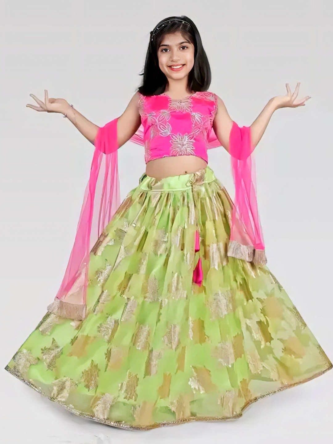 BAESD Girls Embroidered Thread Work Ready to Wear Lehenga & Blouse With Dupatta, Green
BAESD Girls Embroidered Thread Work Ready to Wear Lehenga & Blouse With Dupatta, Green
