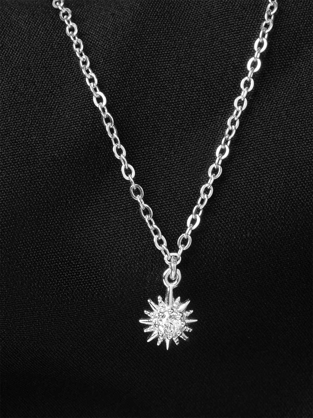 Silverfied 925 Sterling Silver Rhodium-Plated Stone Studded Sun Minimal Chain
Silverfied 925 Sterling Silver Rhodium-Plated Stone Studded Sun Minimal Chain