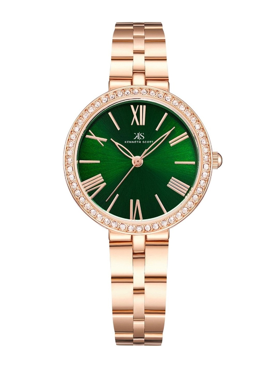 KENNETH SCOTT Women Round Embellished Dial Bracelet Style Analogue Watch K23502-RBKG, Green
KENNETH SCOTT Women Round Embellished Dial Bracelet Style Analogue Watch K23502-RBKG, Green
