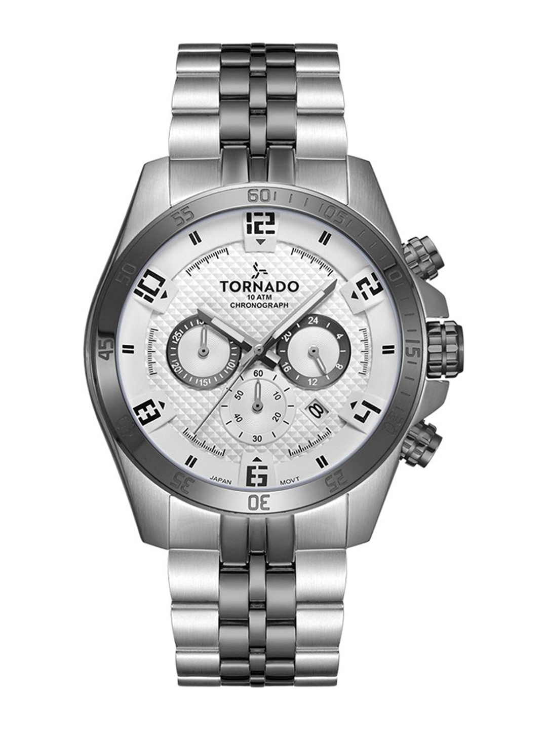 TORNADO Men Dial & Stainless Steel Bracelet Style Straps Analogue Chronograph Watch T3149B-YBYW, White
TORNADO Men Dial & Stainless Steel Bracelet Style Straps Analogue Chronograph Watch T3149B-YBYW, White
