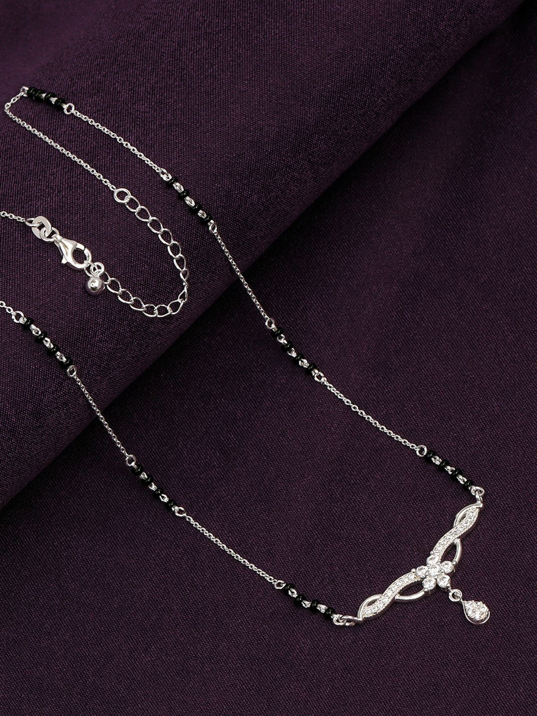 LeCalla Silver-Plated 925 Sterling Silver Cubic Zirconia Teardrop Floral Wings Mangalsutra
LeCalla Silver-Plated 925 Sterling Silver Cubic Zirconia Teardrop Floral Wings Mangalsutra