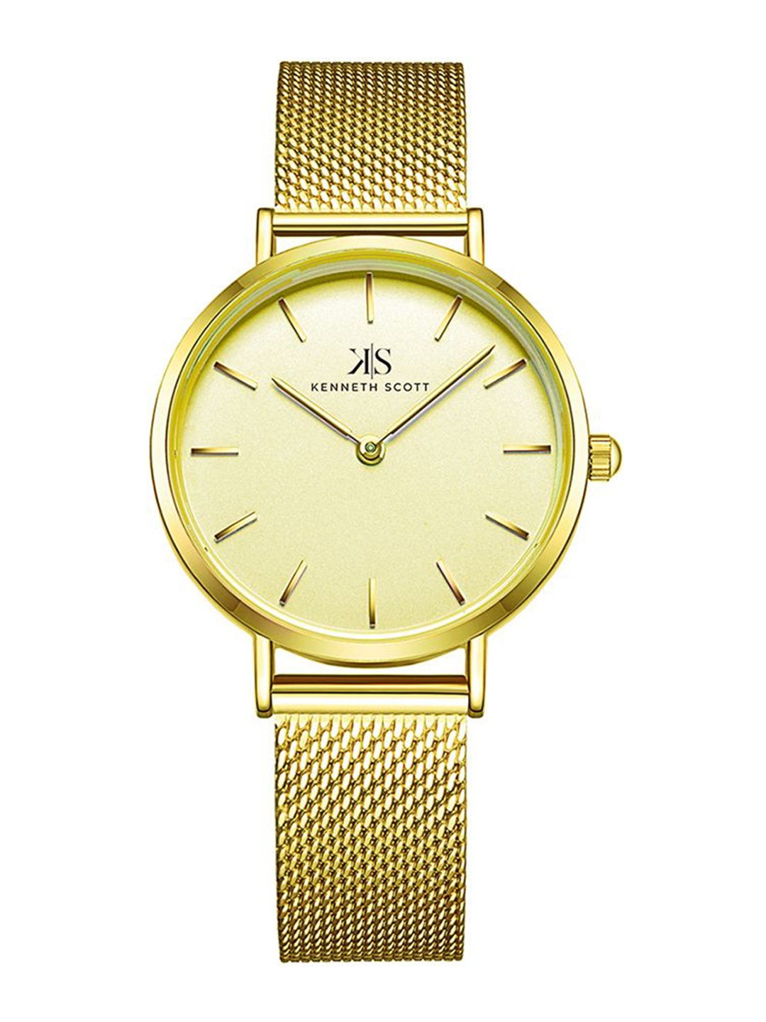 KENNETH SCOTT Women Embellished Dial & Stainless Steel Straps Analogue Watch K22519-GMGC, Gold
KENNETH SCOTT Women Embellished Dial & Stainless Steel Straps Analogue Watch K22519-GMGC, Gold