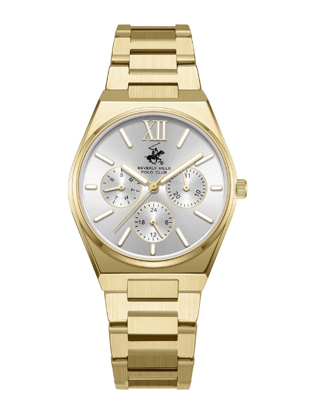 Beverly Hills Polo Club Women Bracelet Style Straps Analogue Multi Function Watch, Silver
Beverly Hills Polo Club Women Bracelet Style Straps Analogue Multi Function Watch, Silver