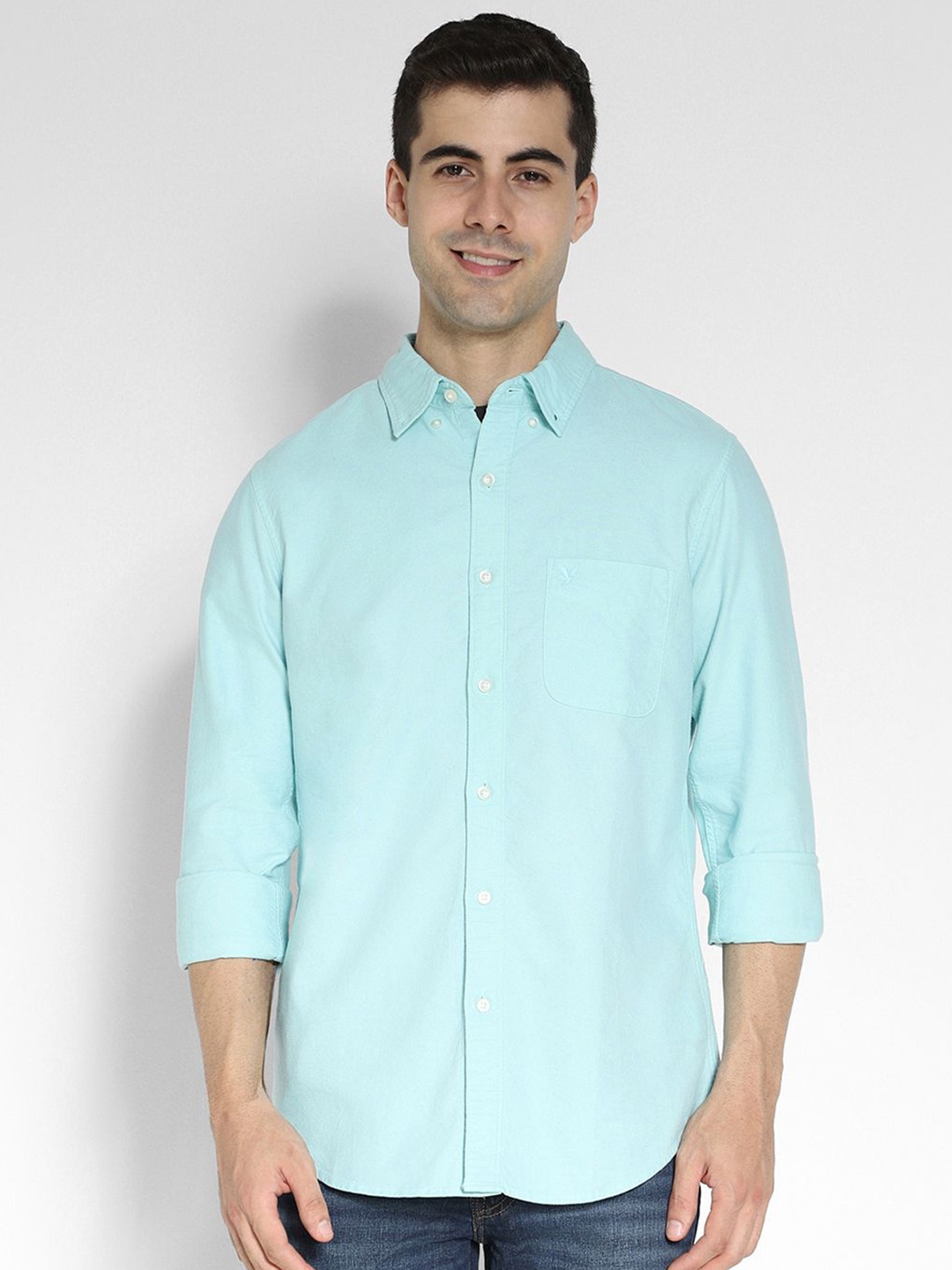 AMERICAN EAGLE OUTFITTERS Men Spread Collar Solid Cotton Slim Fit Casual Shirt, Blue
AMERICAN EAGLE OUTFITTERS Men Spread Collar Solid Cotton Slim Fit Casual Shirt, Blue