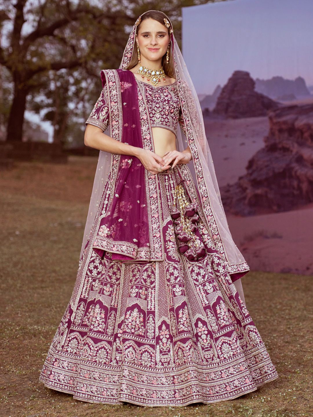 panchhi Embellished Stones Silk Semi-Stitched Lehenga & Unstitched Blouse With Dupatta, Purple
panchhi Embellished Stones Silk Semi-Stitched Lehenga & Unstitched Blouse With Dupatta, Purple