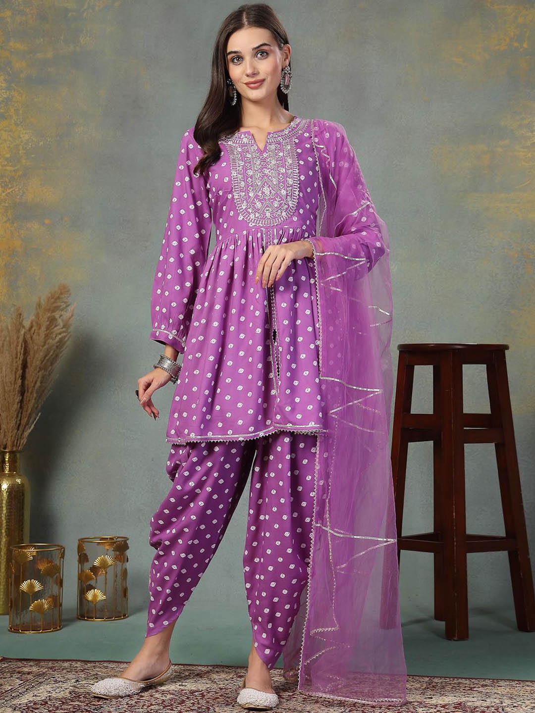 Stylum Women Ethnic Motifs Printed Empire Sequinned Kurti with Dhoti Pants & With Dupatta, Purple
Stylum Women Ethnic Motifs Printed Empire Sequinned Kurti with Dhoti Pants & With Dupatta, Purple