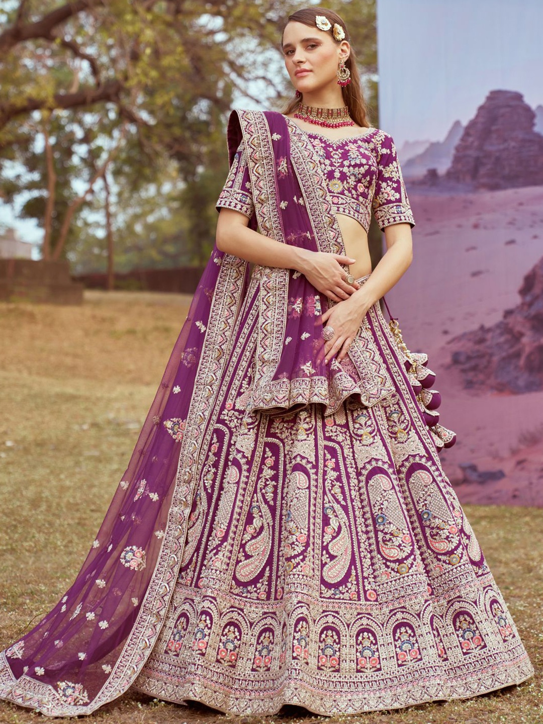 panchhi Embellished Beads & Stones Semi-Stitched Lehenga & Unstitched Blouse With Dupatta, Purple
panchhi Embellished Beads & Stones Semi-Stitched Lehenga & Unstitched Blouse With Dupatta, Purple
