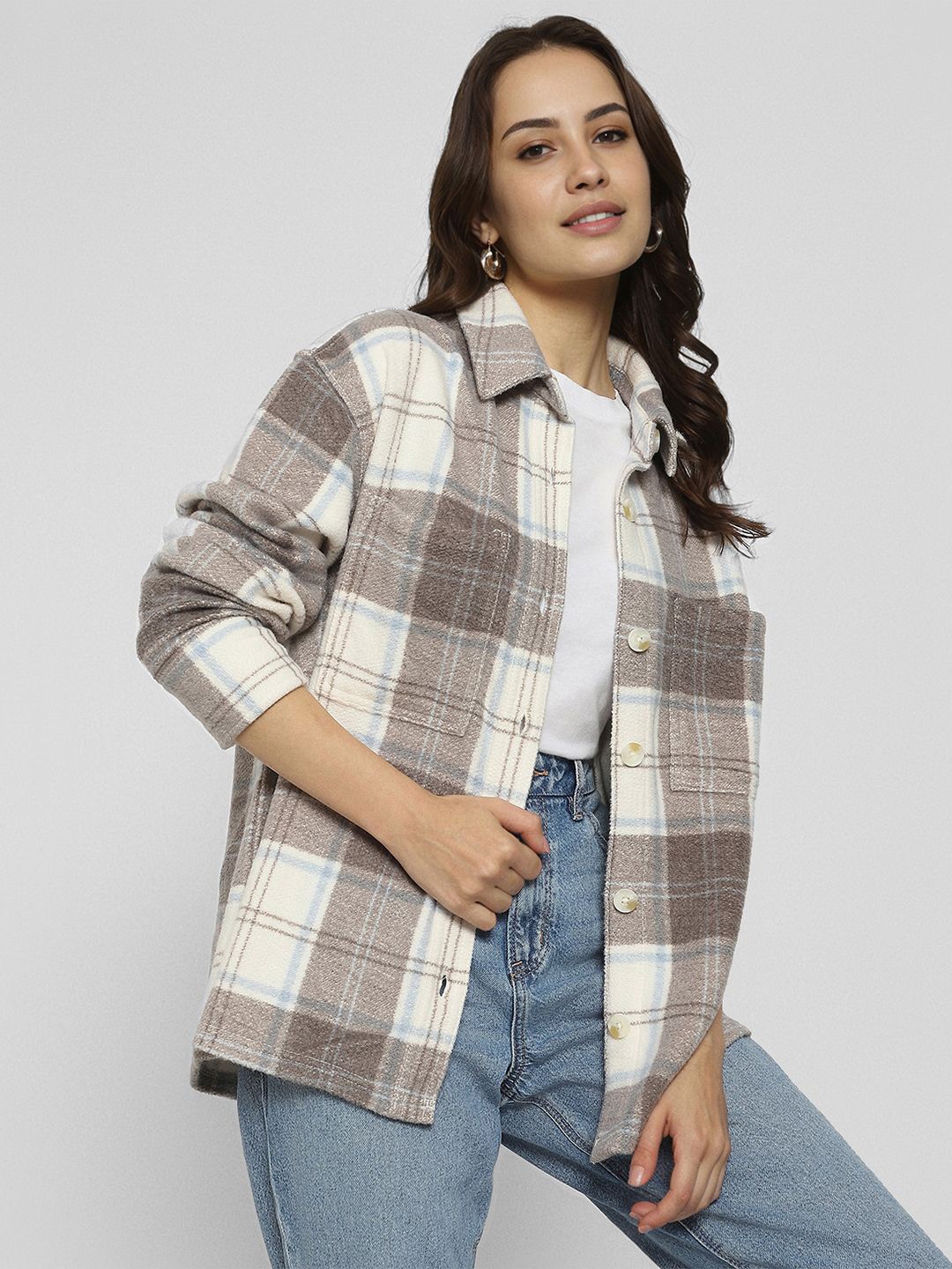 AMERICAN EAGLE OUTFITTERS Women Spread Collar Tartan Checked Cotton Oversized Casual Shirt, Brown
AMERICAN EAGLE OUTFITTERS Women Spread Collar Tartan Checked Cotton Oversized Casual Shirt, Brown