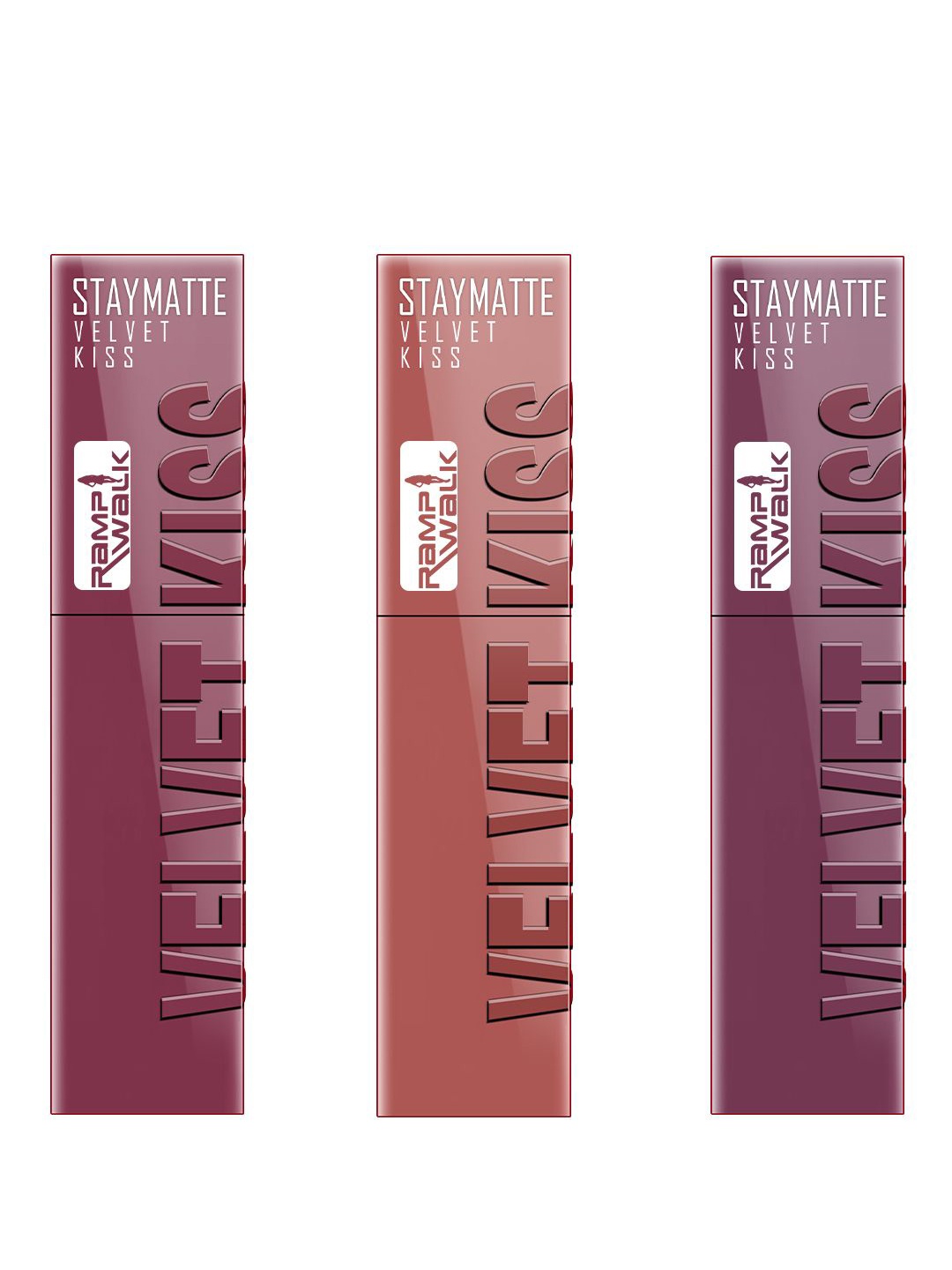 Ramp Walk Set Of 3 Velvet Kiss Waterproof Liquid Lipsticks - 3.5 ml Each - Shade 4 - 5 & 6, Purple
Ramp Walk Set Of 3 Velvet Kiss Waterproof Liquid Lipsticks - 3.5 ml Each - Shade 4 - 5 & 6, Purple