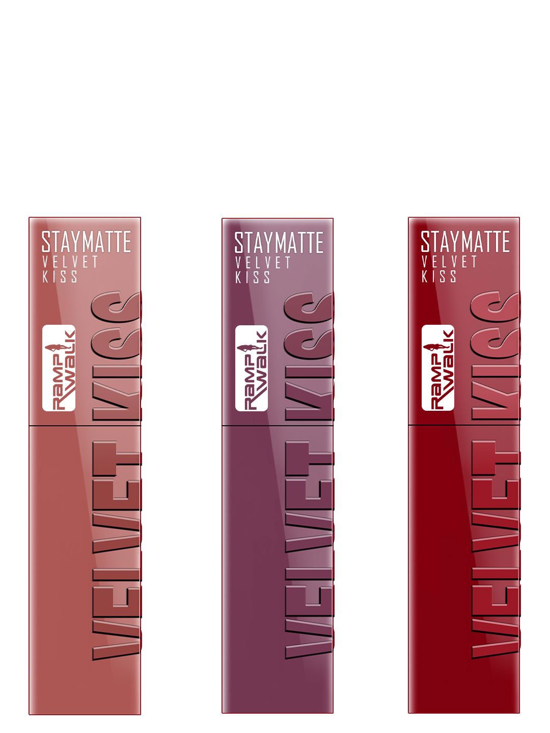 Ramp Walk Set Of 3 Velvet Kiss Liquid Lipstick - 3.5 ml Each- Nude-Dark Muave-Cherry Red
Ramp Walk Set Of 3 Velvet Kiss Liquid Lipstick - 3.5 ml Each- Nude-Dark Muave-Cherry Red