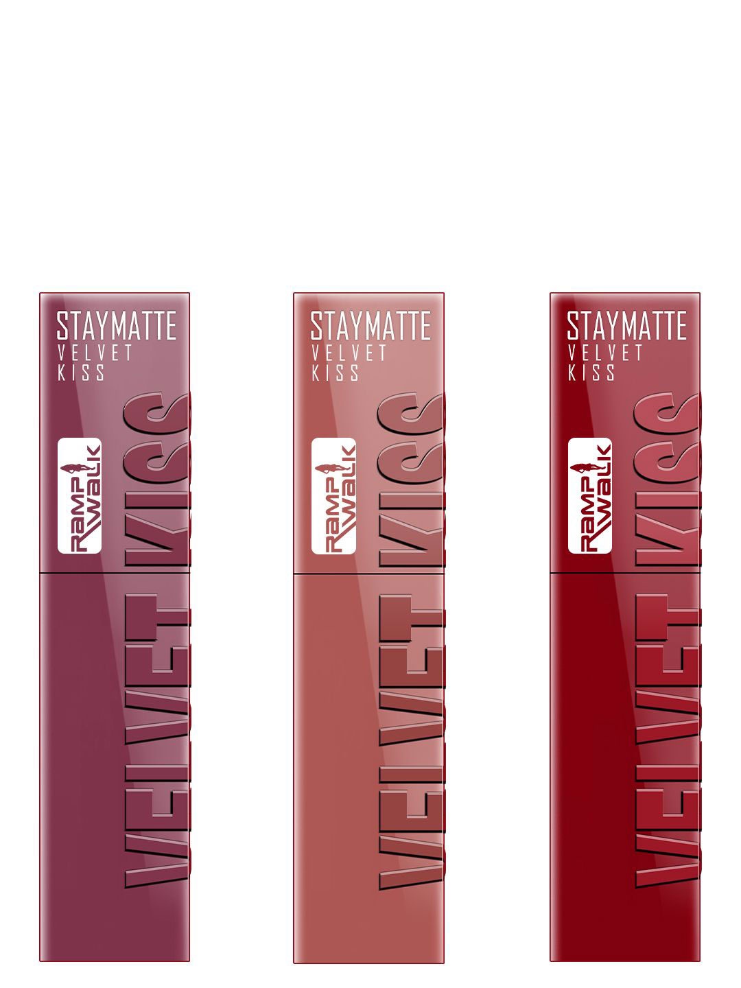 Ramp Walk Velvet Kiss Set Of 3 Waterproof Liquid Lipstick - 3.5 ml Each- Shade 4 - 5 -12, Brown
Ramp Walk Velvet Kiss Set Of 3 Waterproof Liquid Lipstick - 3.5 ml Each- Shade 4 - 5 -12, Brown