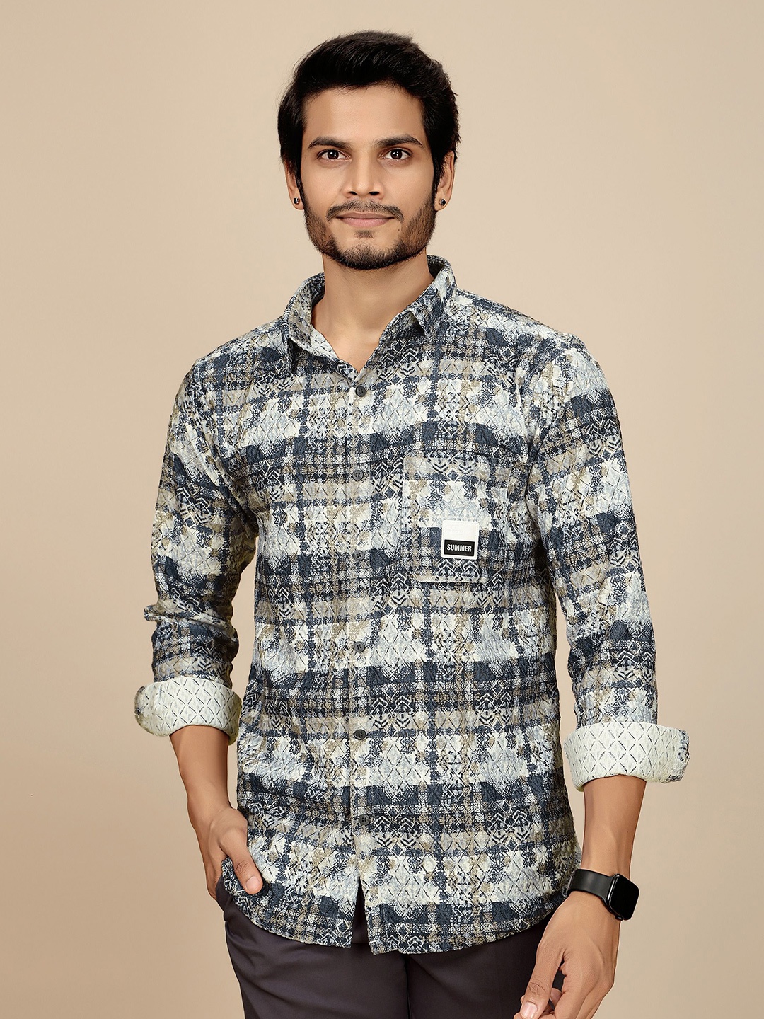 JOSE N POSE Men Premium Tailored Fit Spread Collar Abstract Printed Casual Shirt, Off white
JOSE N POSE Men Premium Tailored Fit Spread Collar Abstract Printed Casual Shirt, Off white