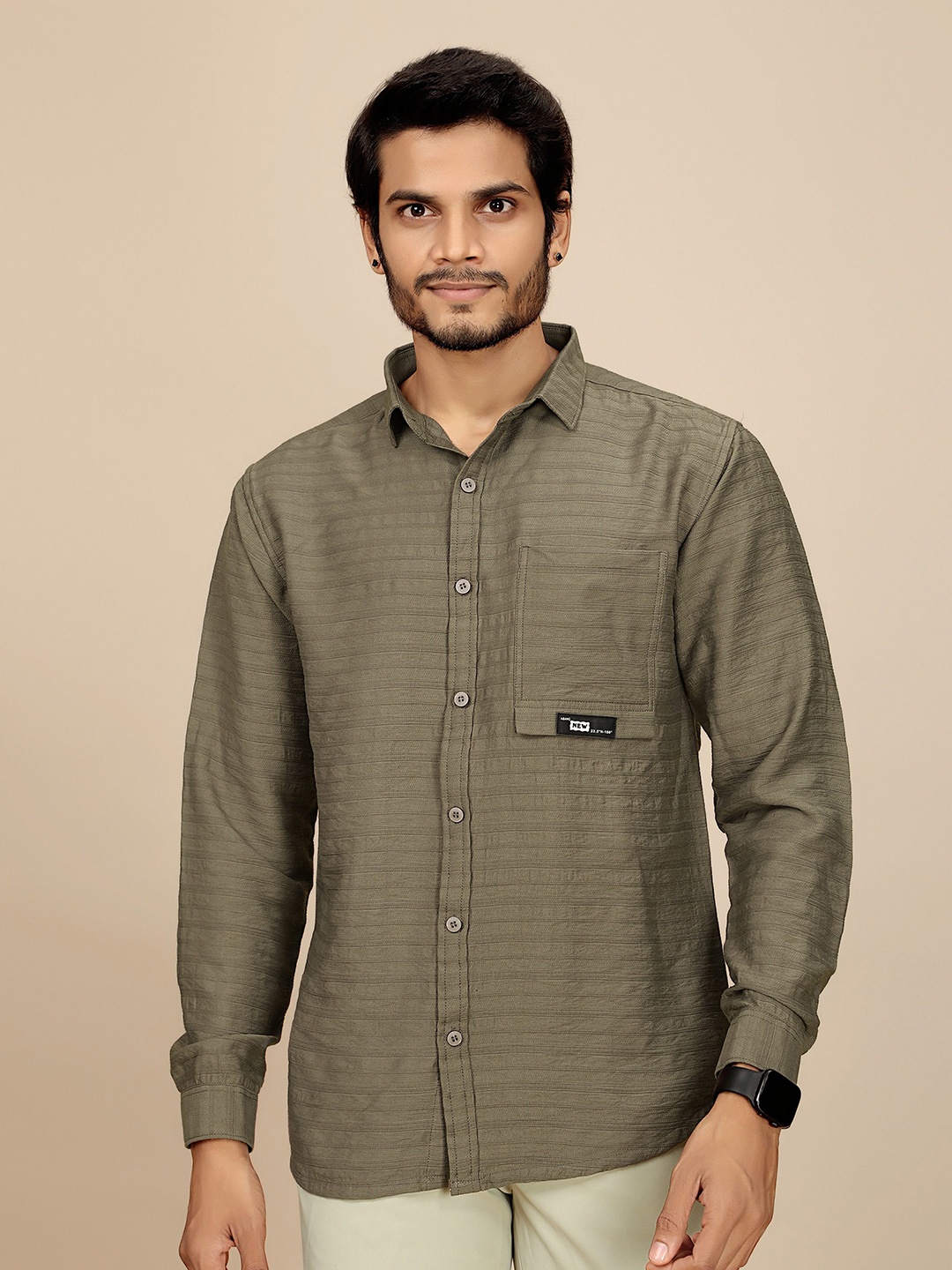 JOSE N POSE Men Premium Tailored Fit Spread Collar Horizontal Striped Casual Shirt, Olive
JOSE N POSE Men Premium Tailored Fit Spread Collar Horizontal Striped Casual Shirt, Olive