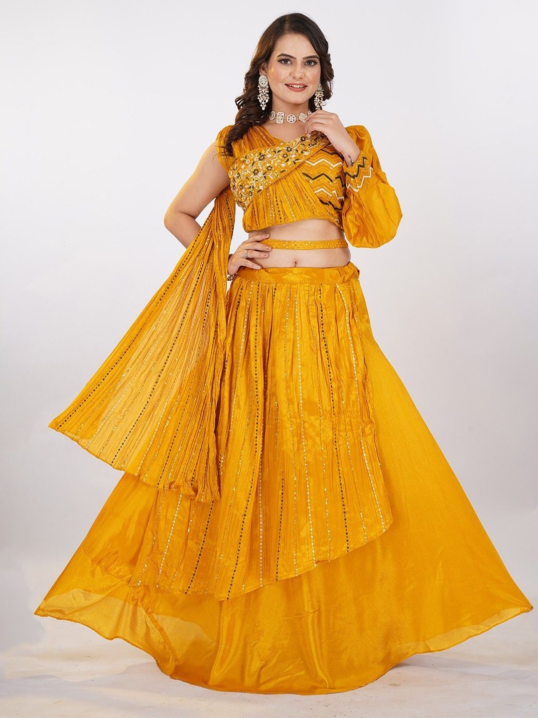 LUGAI Embroidered Beads and Stones Ready to Wear Lehenga & Blouse With Dupatta, Yellow
LUGAI Embroidered Beads and Stones Ready to Wear Lehenga & Blouse With Dupatta, Yellow