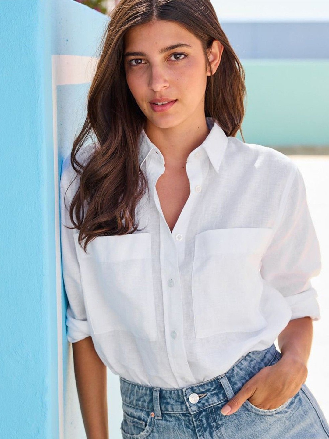 WHY SO FAB Women Classic Oversized Fit Spread Collar Solid Cotton Casual Shirt, White
WHY SO FAB Women Classic Oversized Fit Spread Collar Solid Cotton Casual Shirt, White