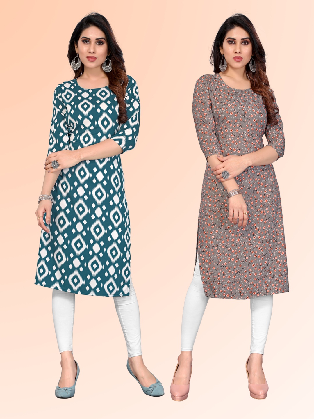 KETAKI FASHION Selection Of 2 Floral Printed Round Neck Straight Kurtas, Grey
KETAKI FASHION Selection Of 2 Floral Printed Round Neck Straight Kurtas, Grey